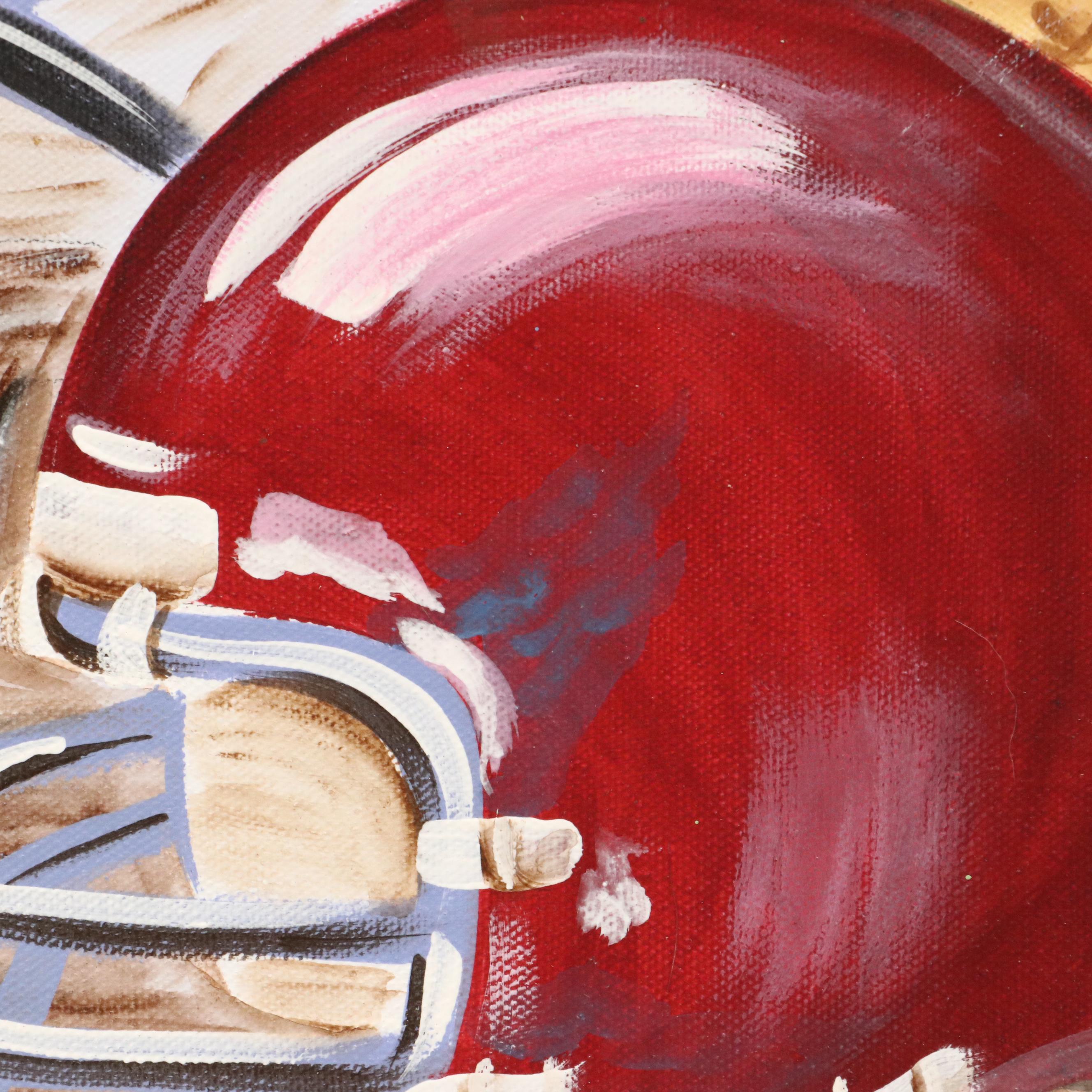 Reesa Qualia Stylized Acrylic Painting "Varsity Gear," 21st Century