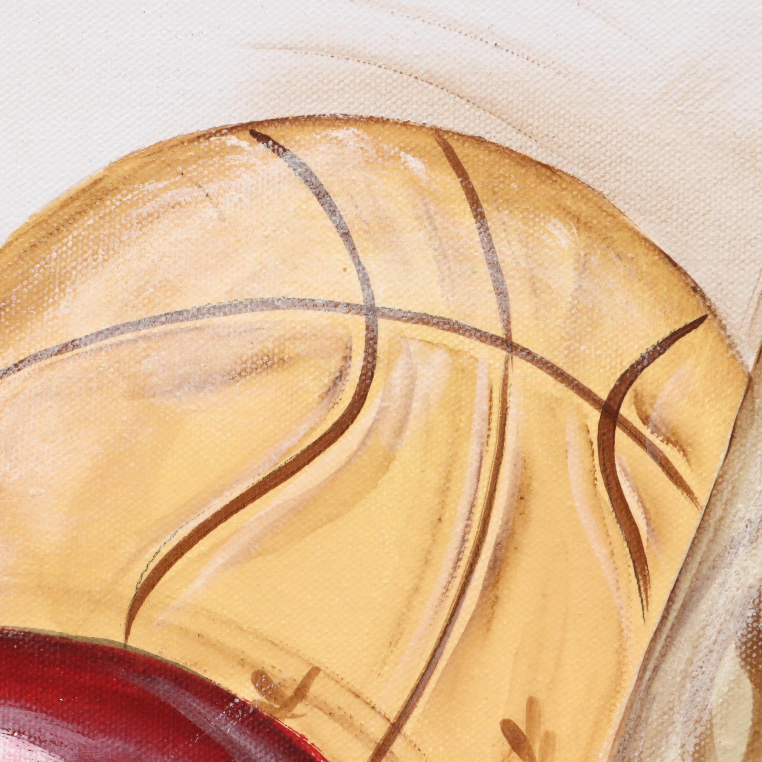 Reesa Qualia Stylized Acrylic Painting "Varsity Gear," 21st Century