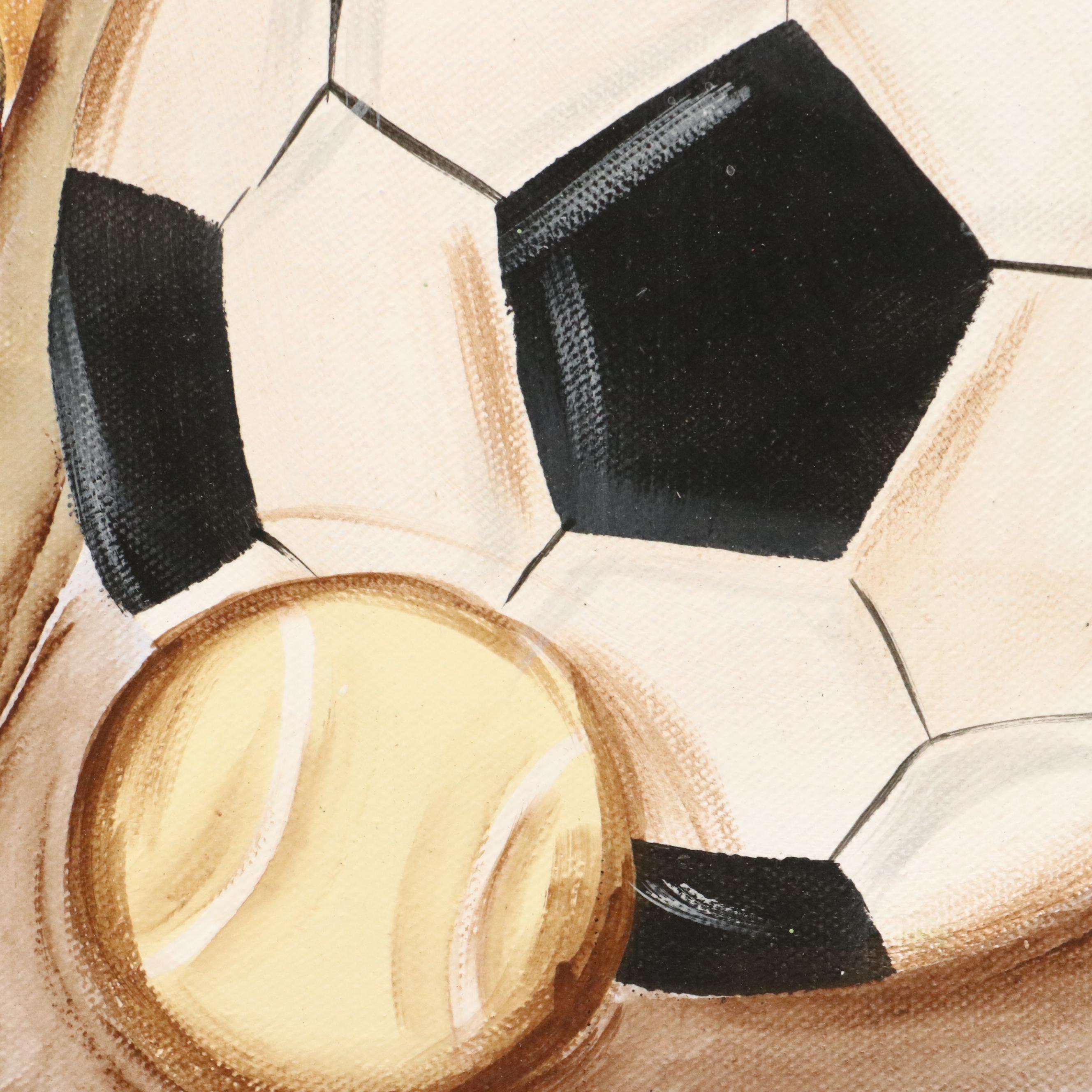 Reesa Qualia Stylized Acrylic Painting "Varsity Gear," 21st Century