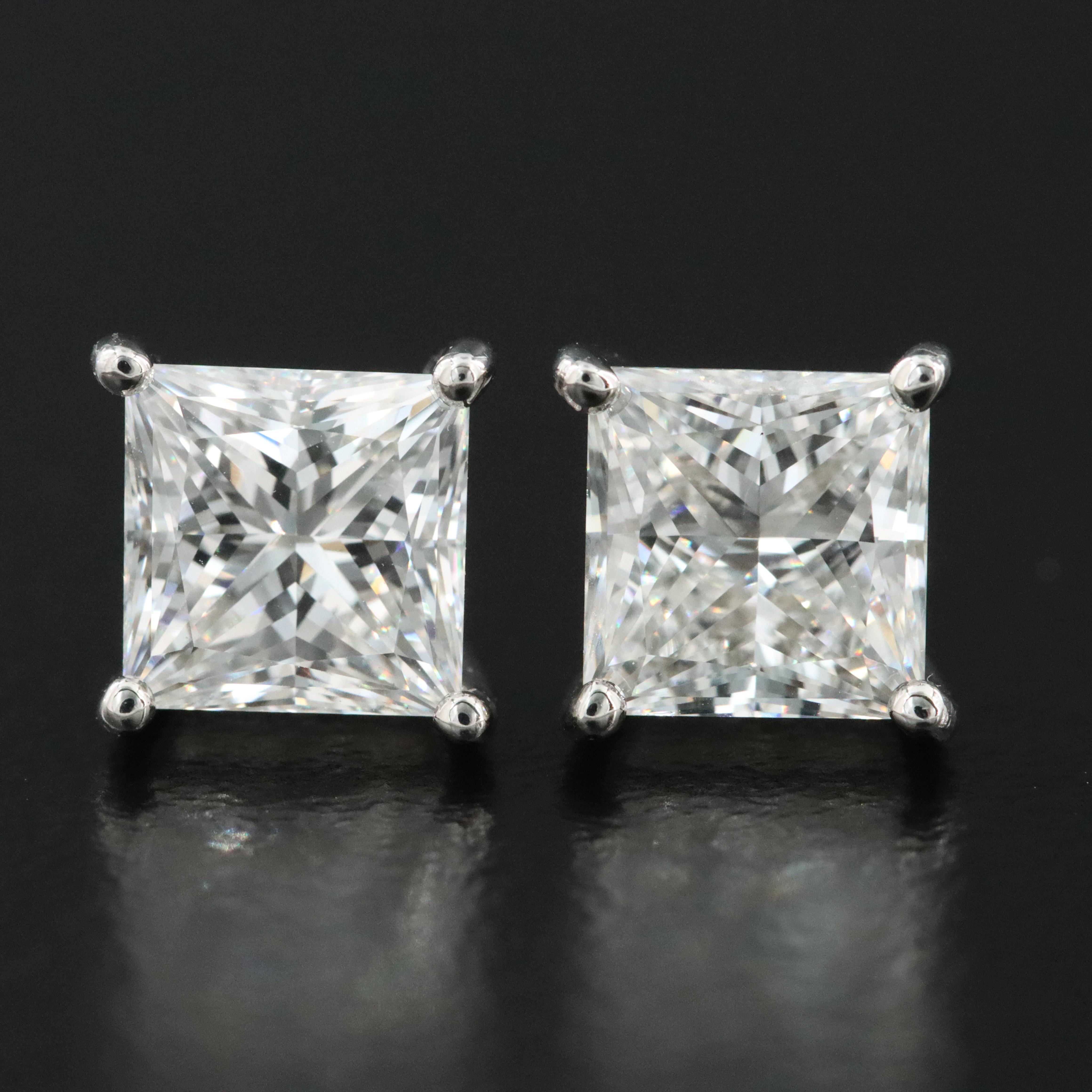 Platinum 2.87 CTW Lab Grown Diamond Stud Earrings with IGI Reports