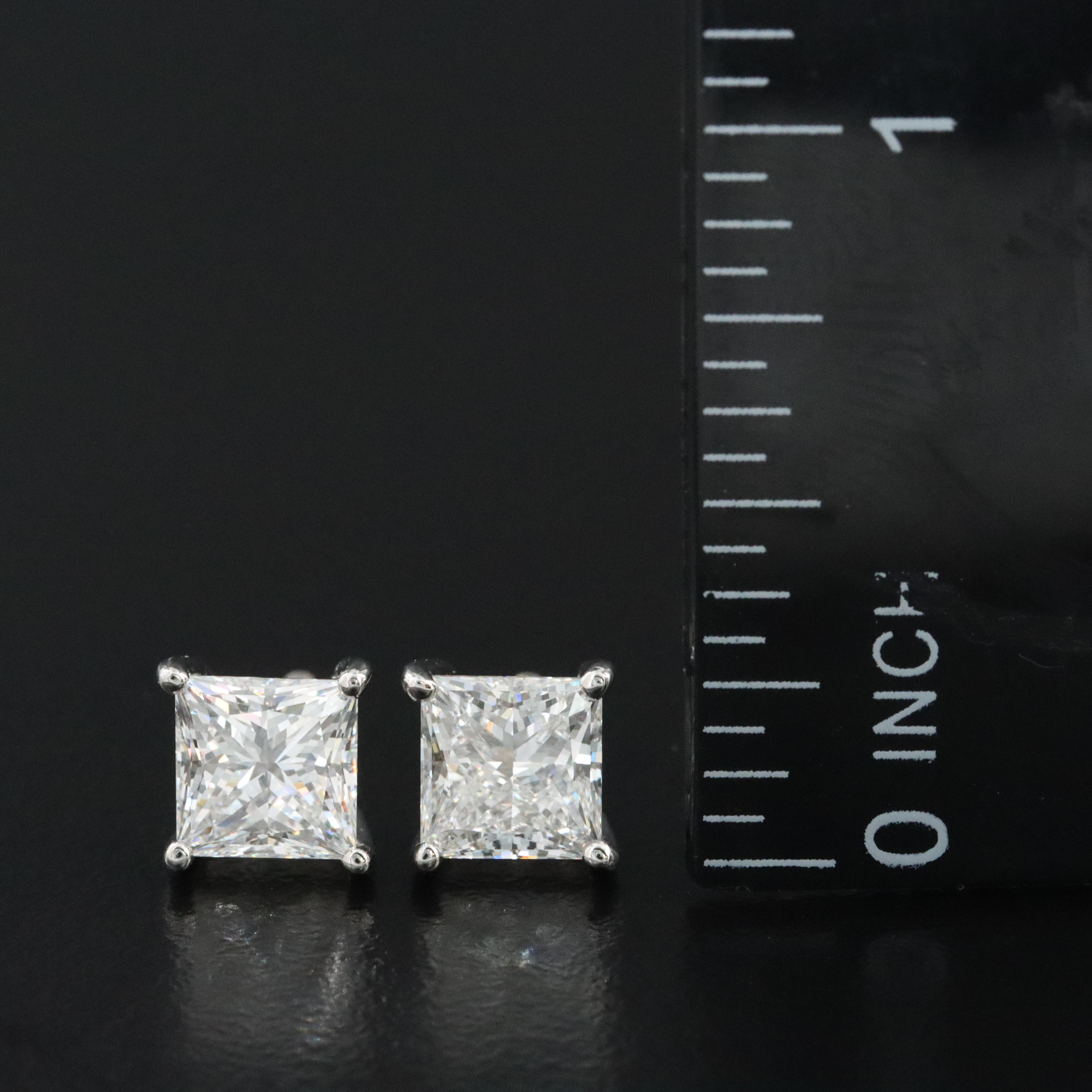 Platinum 2.87 CTW Lab Grown Diamond Stud Earrings with IGI Reports