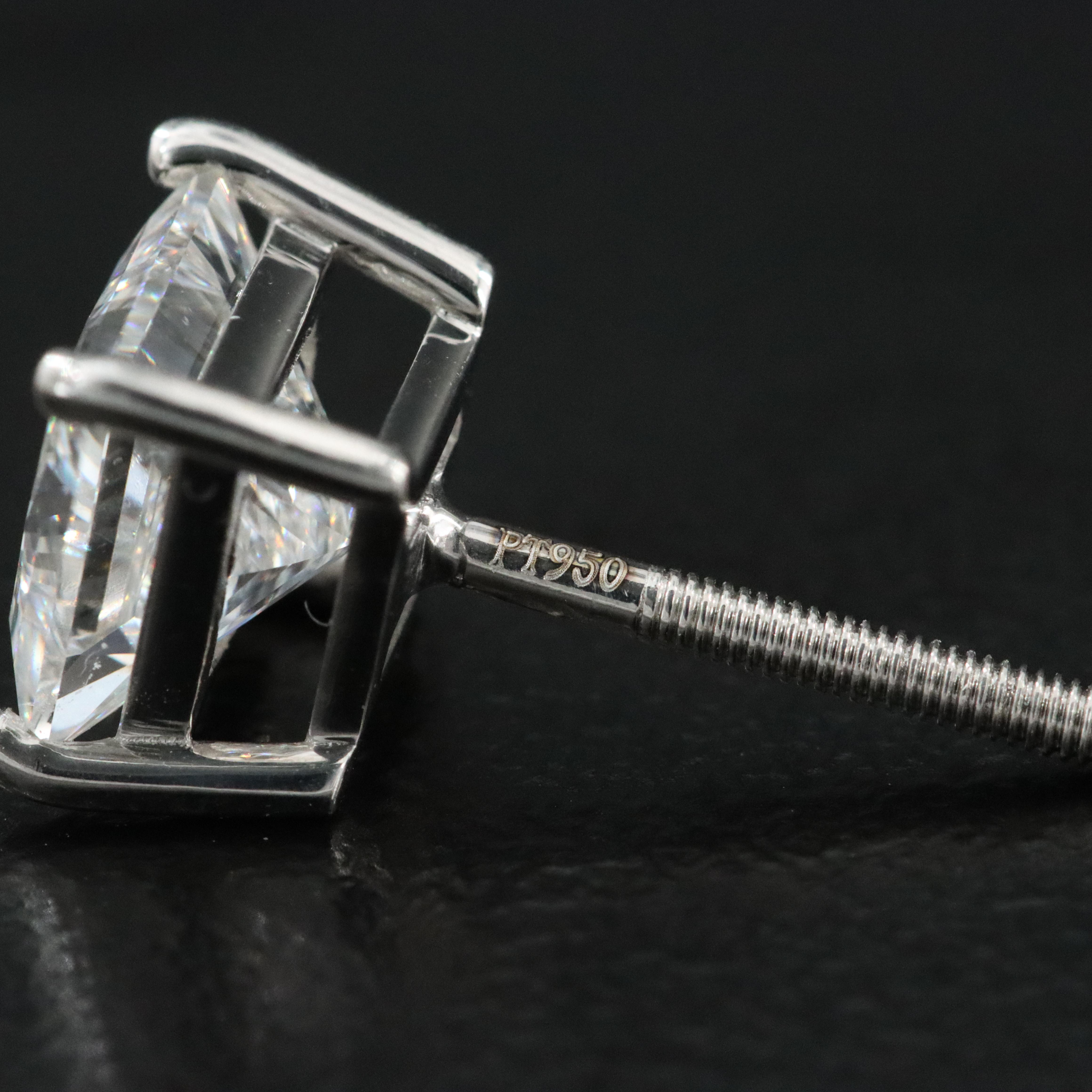 Platinum 2.87 CTW Lab Grown Diamond Stud Earrings with IGI Reports