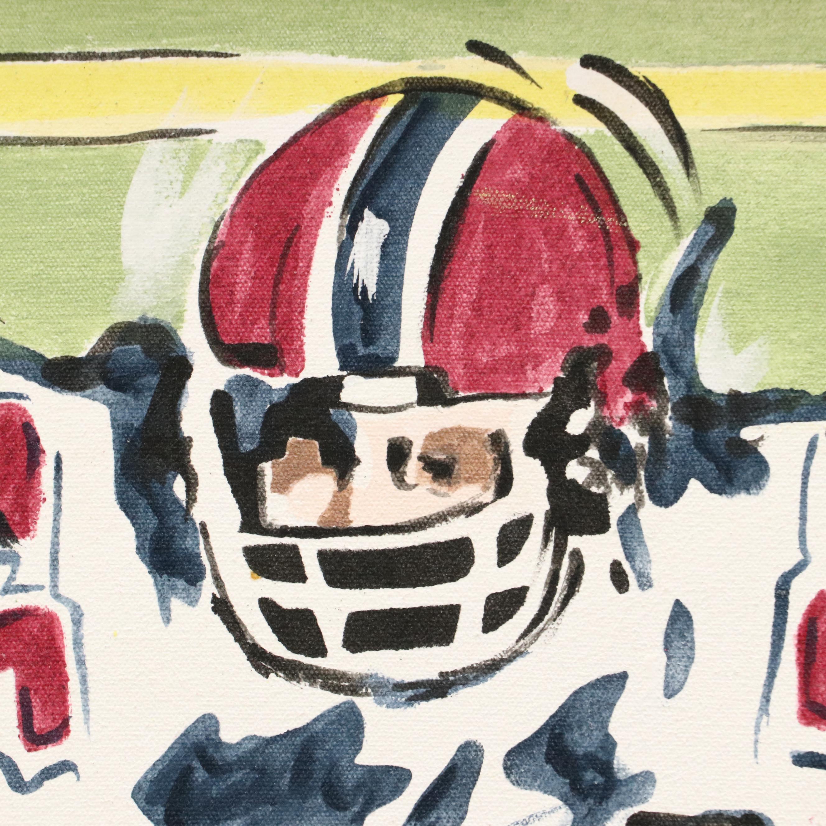 Reesa Qualia Stylized Acrylic Painting of Football Player, 21st Century