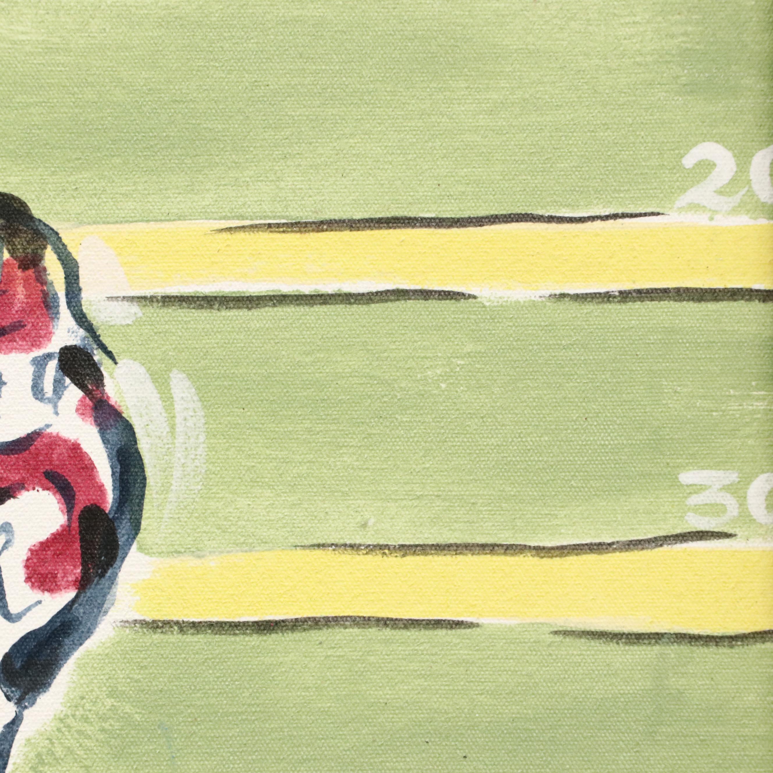 Reesa Qualia Stylized Acrylic Painting of Football Player, 21st Century