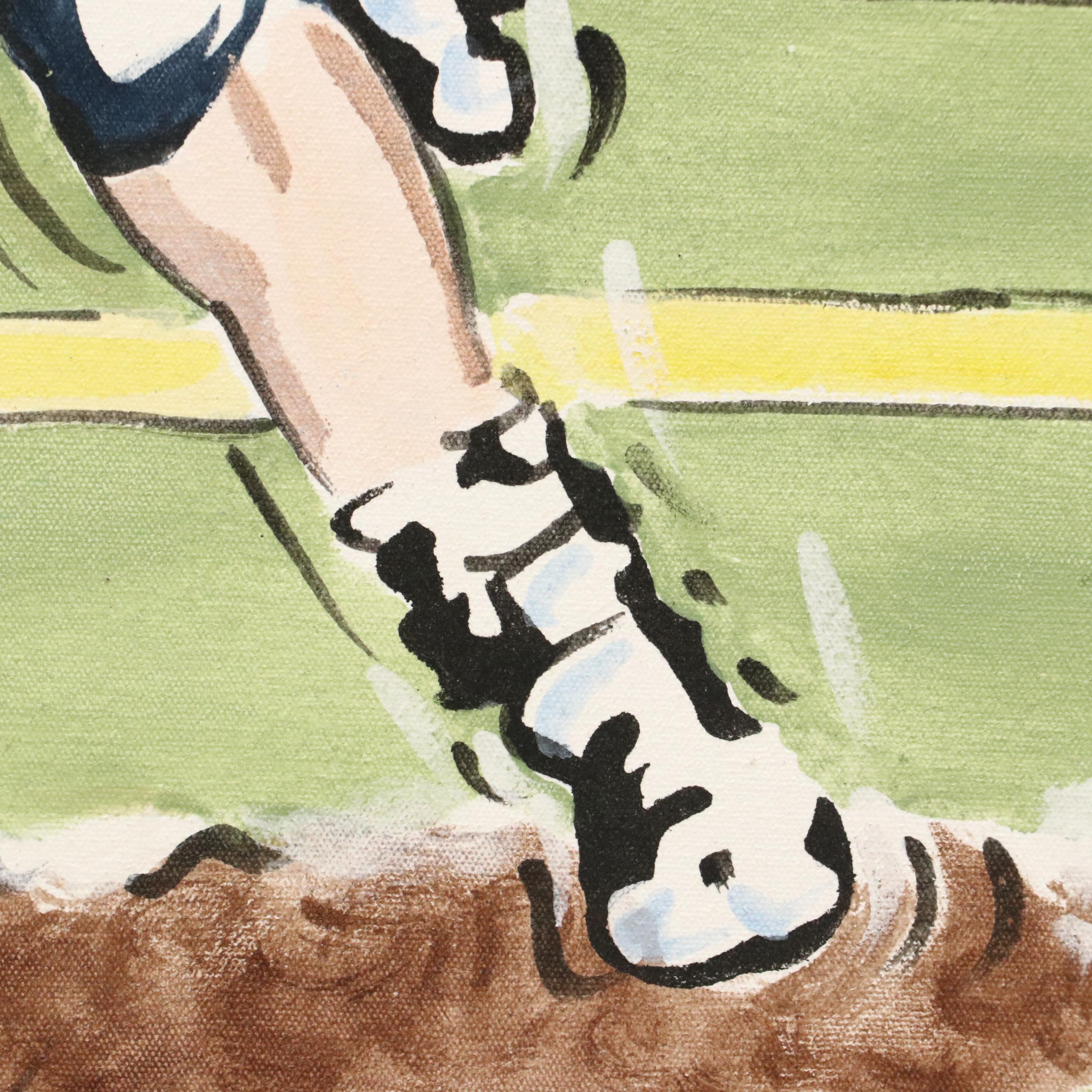 Reesa Qualia Stylized Acrylic Painting of Football Player, 21st Century