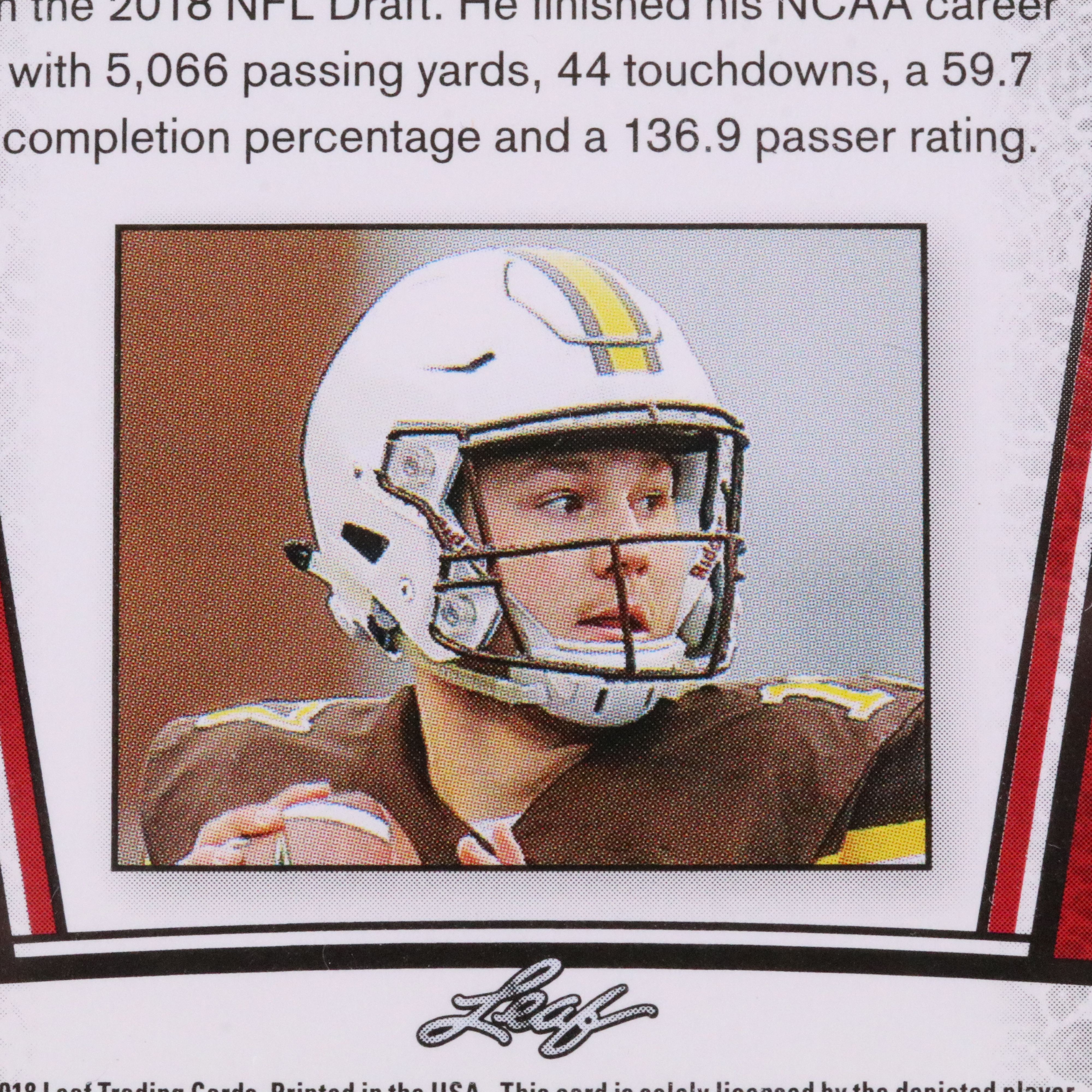 2018 Leaf Draft Josh Allen Rookie Year Silver Football Card Graded SGC 10