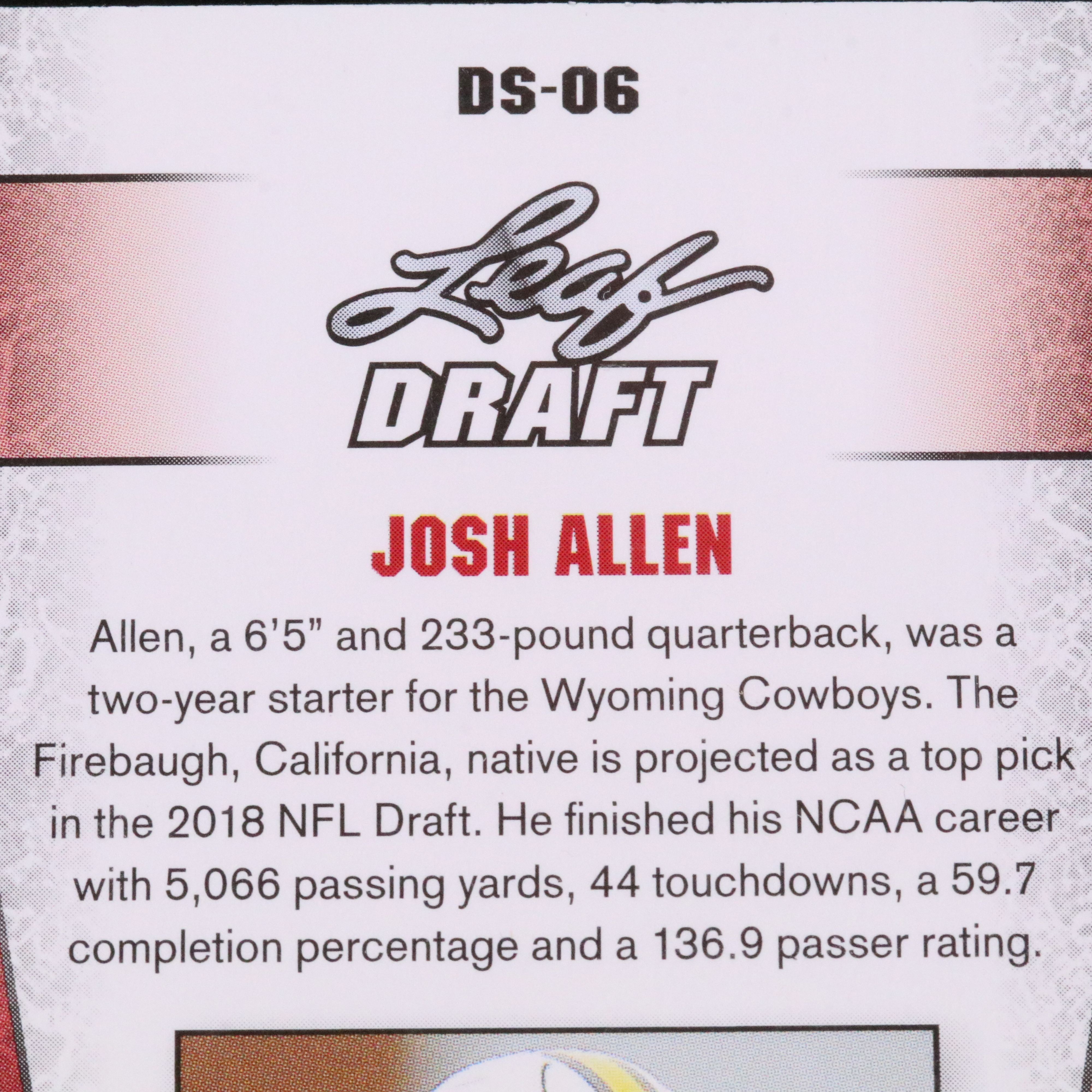 2018 Leaf Draft Josh Allen Rookie Year Silver Football Card Graded SGC 10