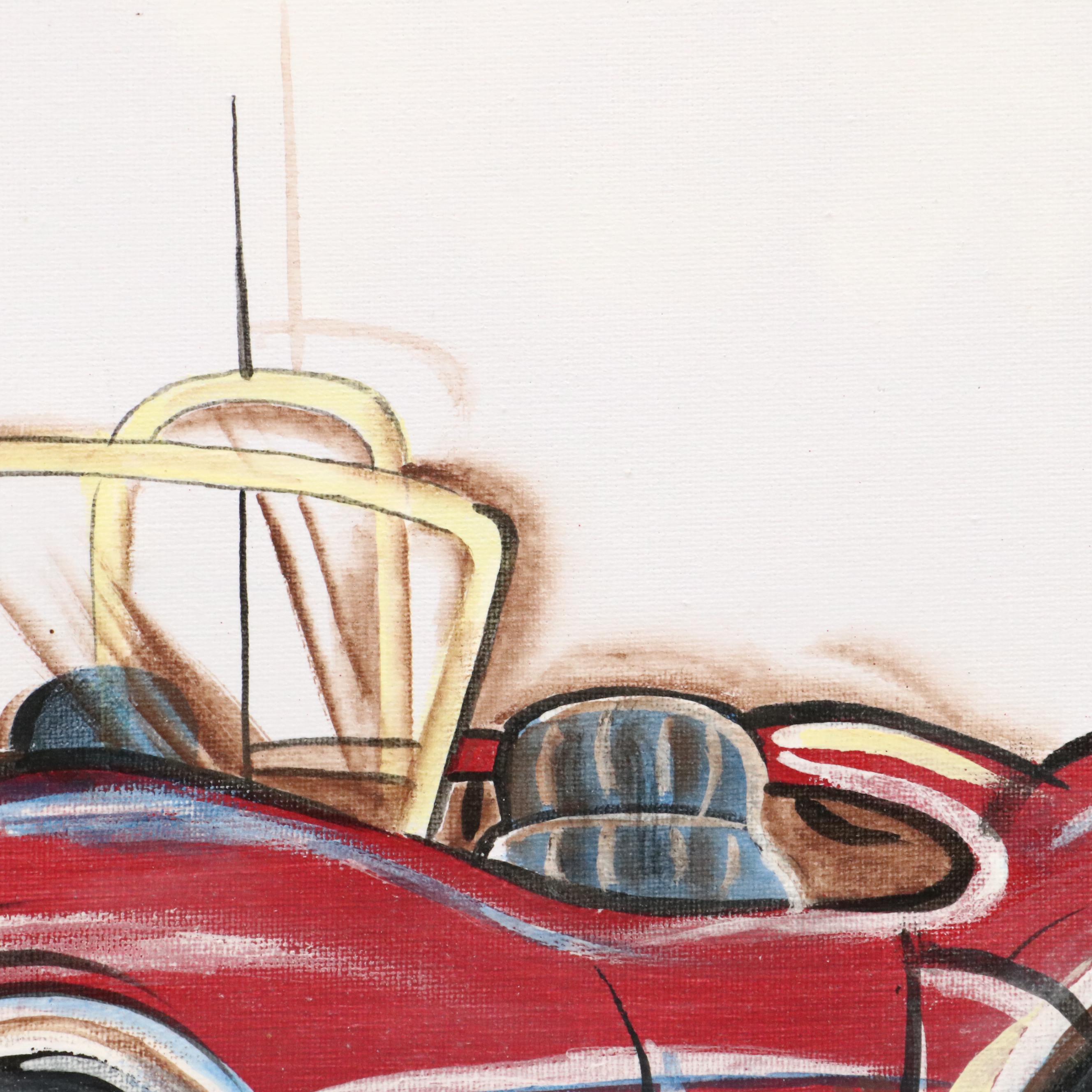 Reesa Qualia Stylized Acrylic Painting of Car "Racer," 21st Century
