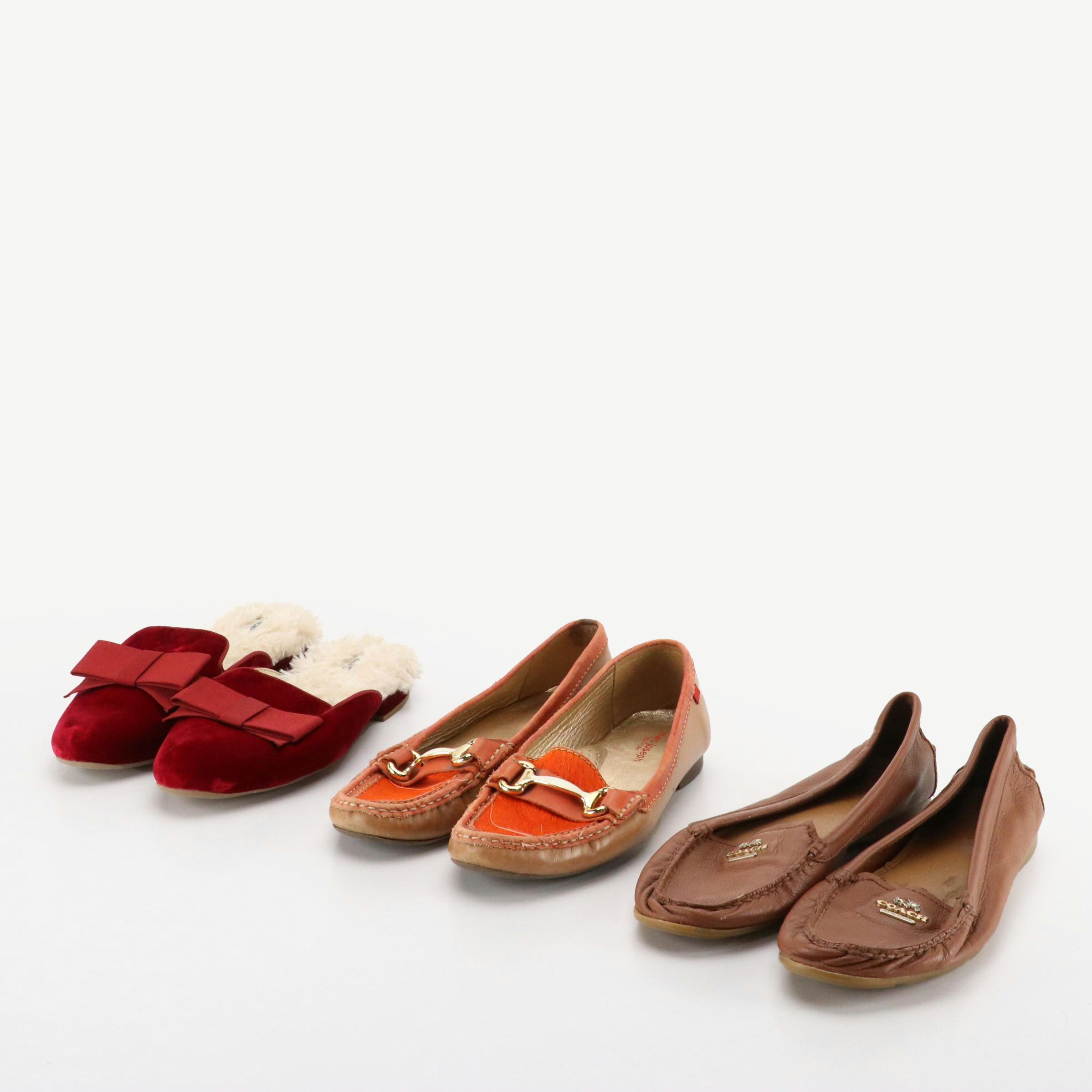 Coach Opal Leather Loafers, Marc Joseph Grand St Exotic Moccasin & Birdies Mules