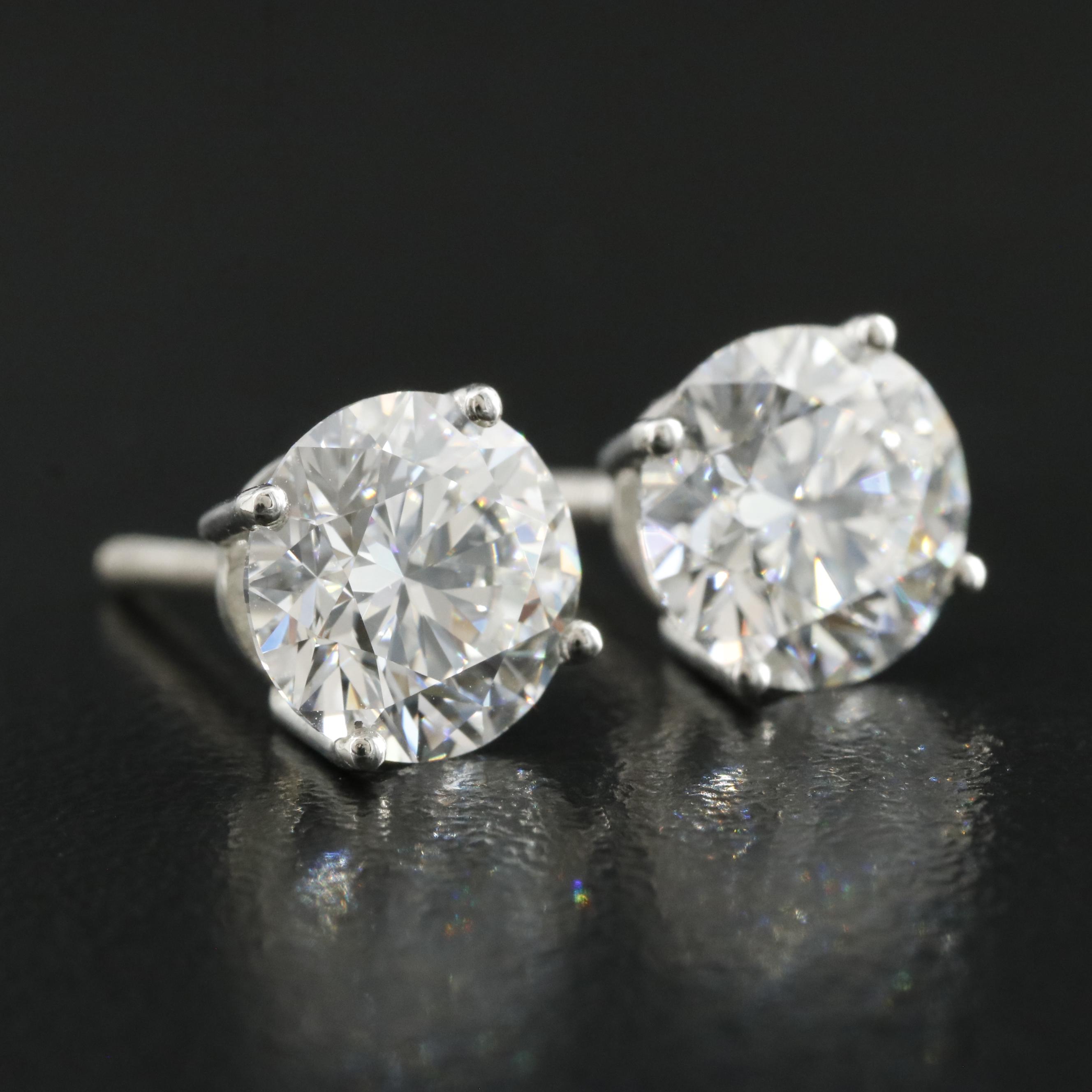 Platinum 4.06 CTW Lab Grown Diamond Stud Earrings with IGI Reports