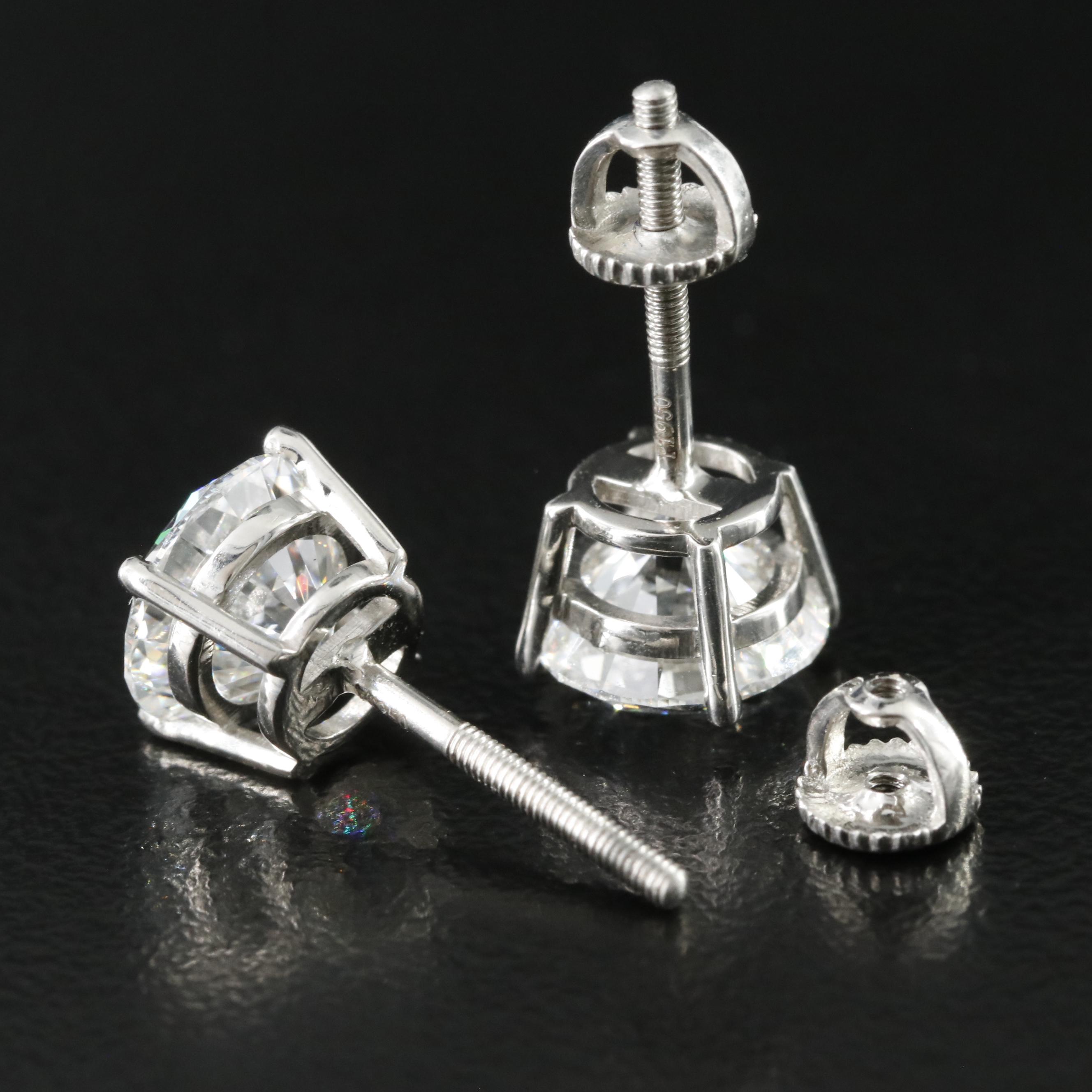 Platinum 4.06 CTW Lab Grown Diamond Stud Earrings with IGI Reports