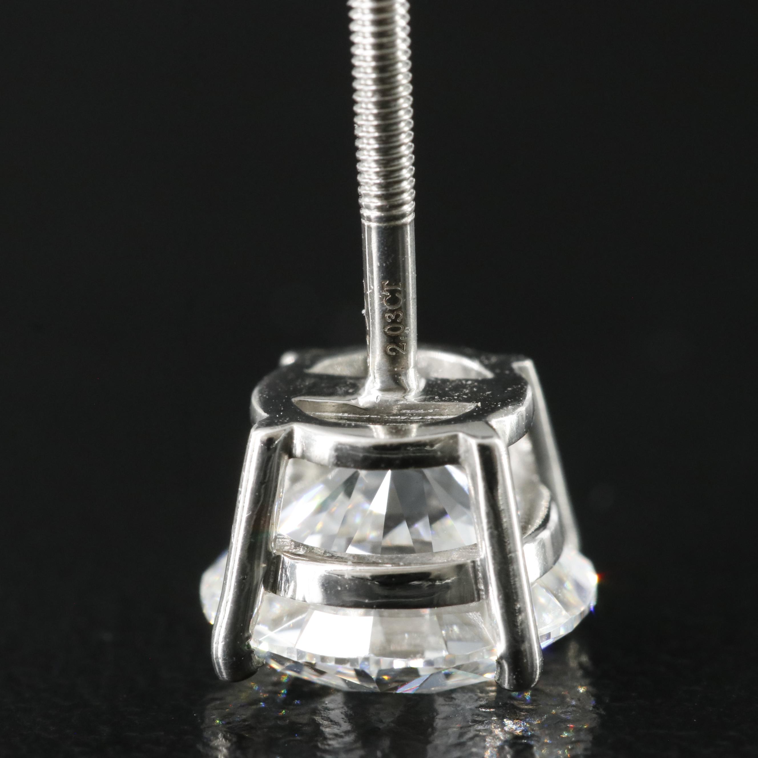 Platinum 4.06 CTW Lab Grown Diamond Stud Earrings with IGI Reports