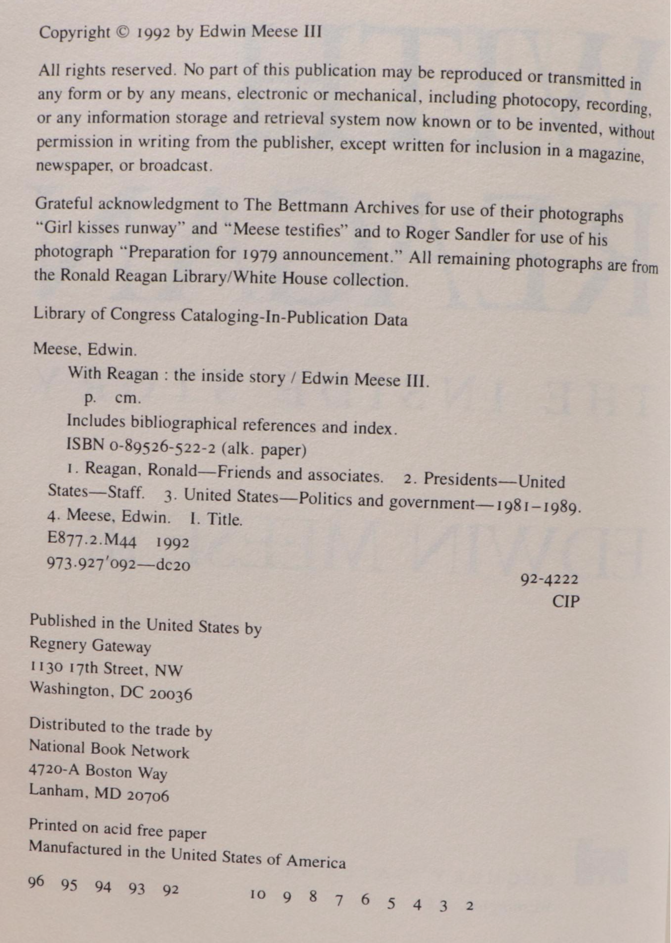 "With Reagan: The Inside Story" and More Reagan Books and Bronze Paperweight