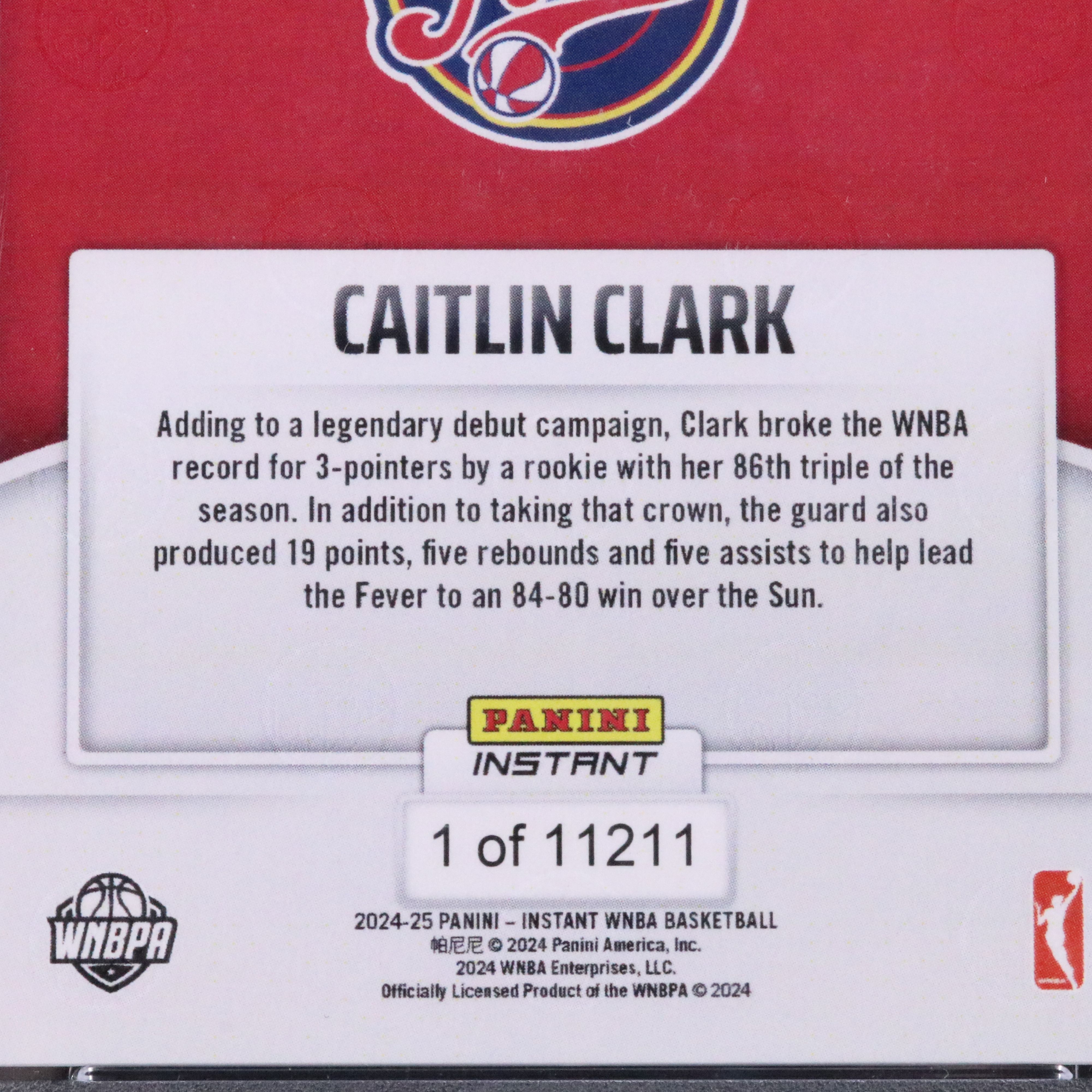 2024 Panini Instant Caitlin Clark Rookie Basketball Card Graded PSA 10