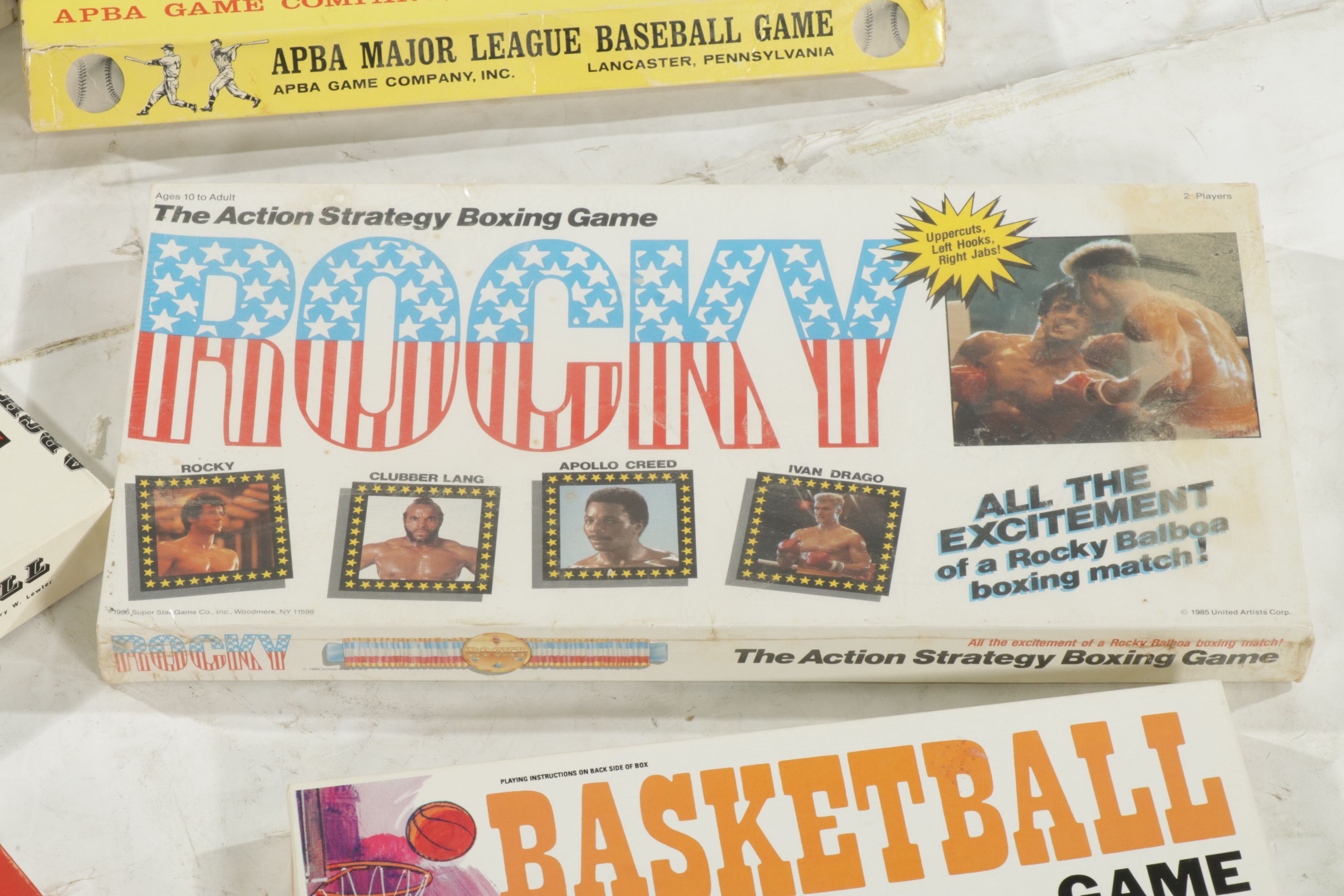 "Rocky" & "Sports Illustrated" with Basketball, Baseball & Boxing Board Games