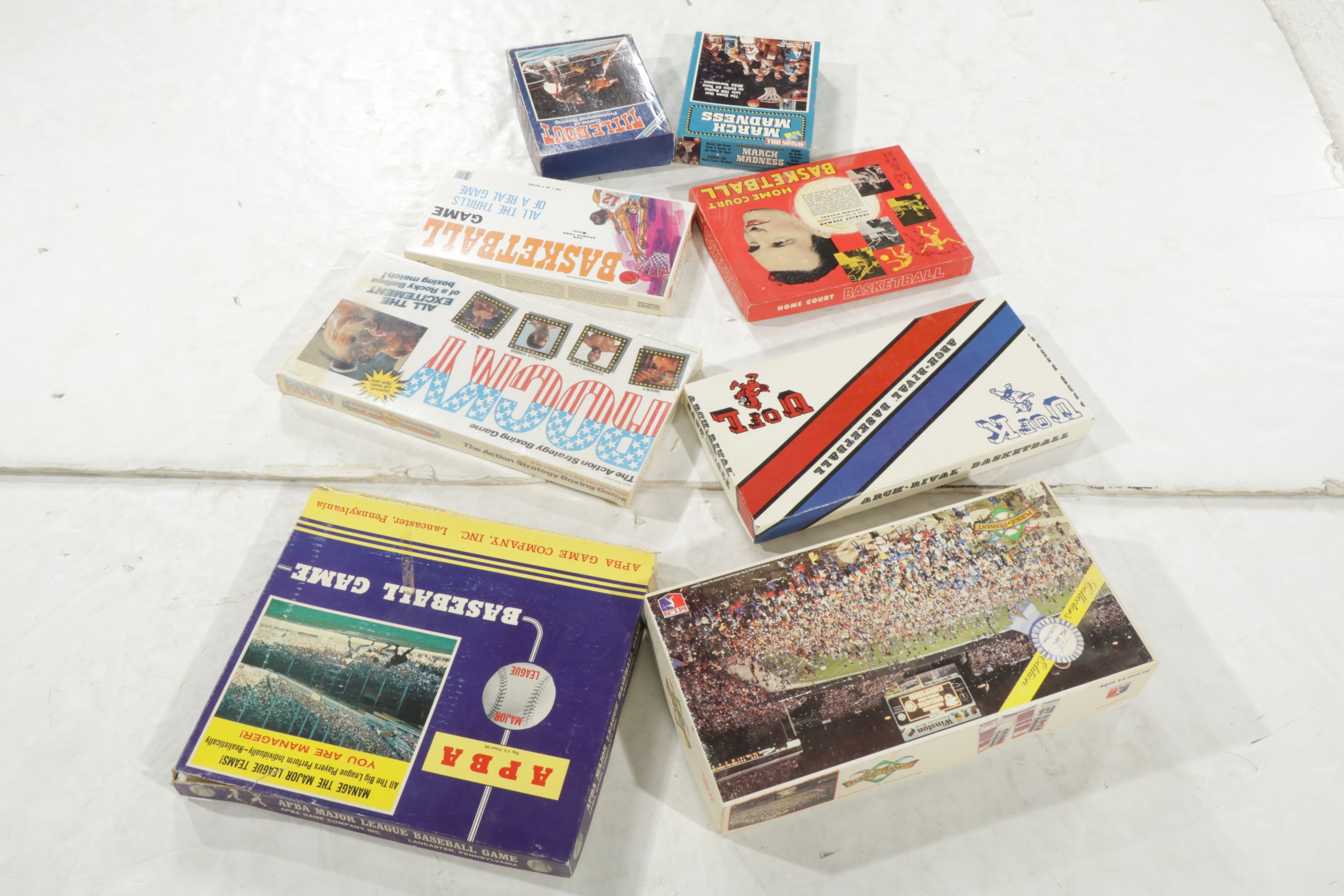 "Rocky" & "Sports Illustrated" with Basketball, Baseball & Boxing Board Games