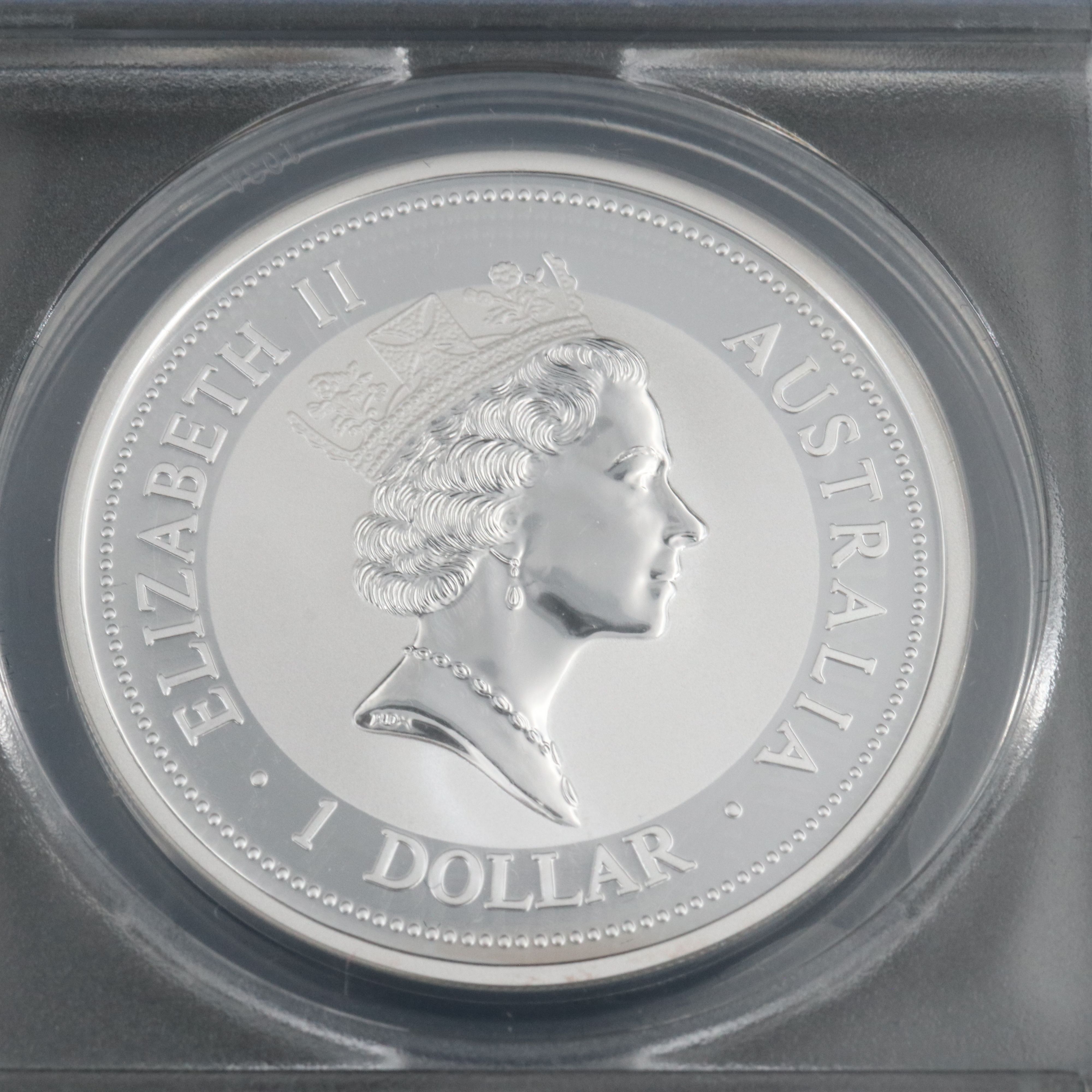 ANACS MS70 DCAM 1995 Australia Silver One Dollar Kookaburra