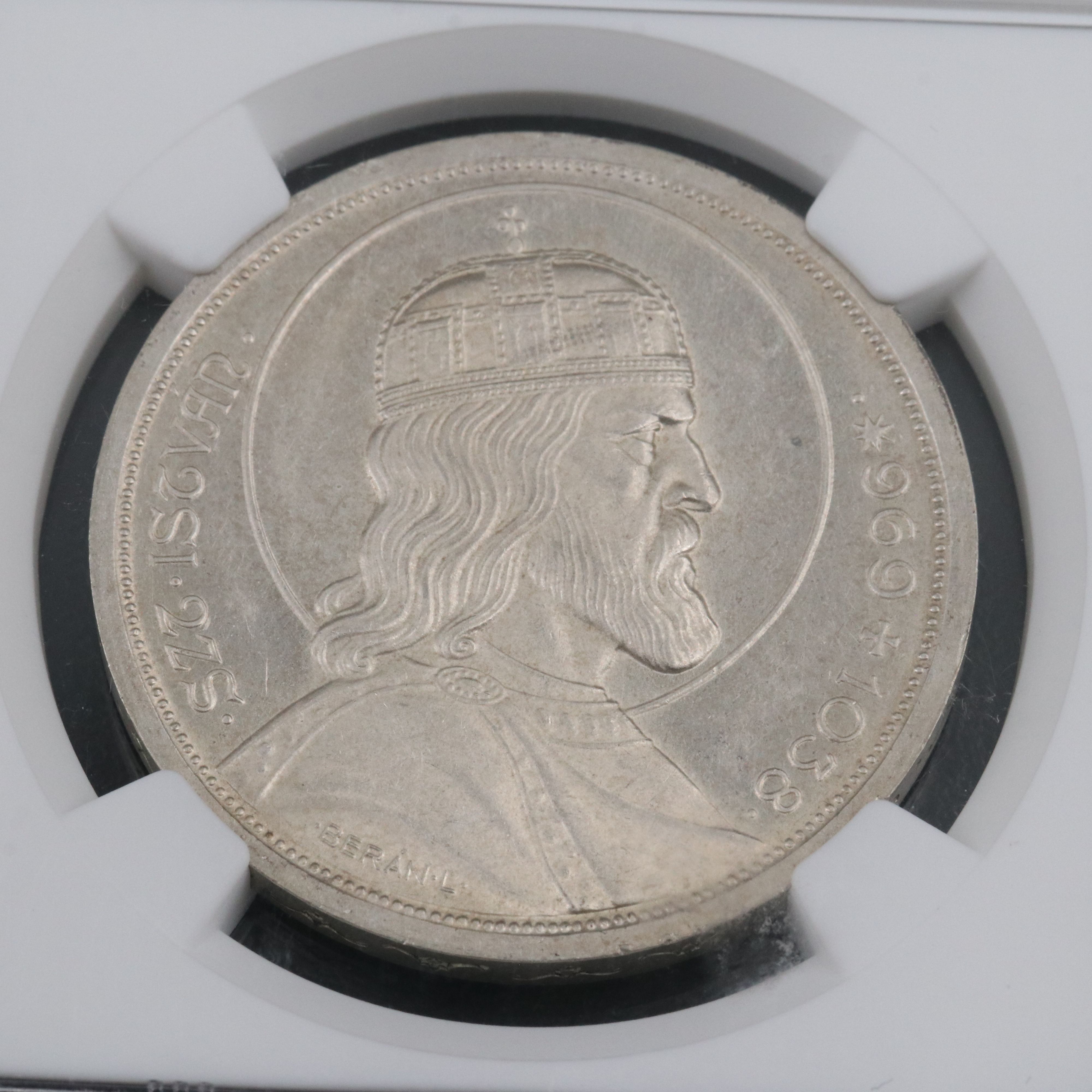 NGC MS62 1938-BP Hungary Silver 5 Pengo