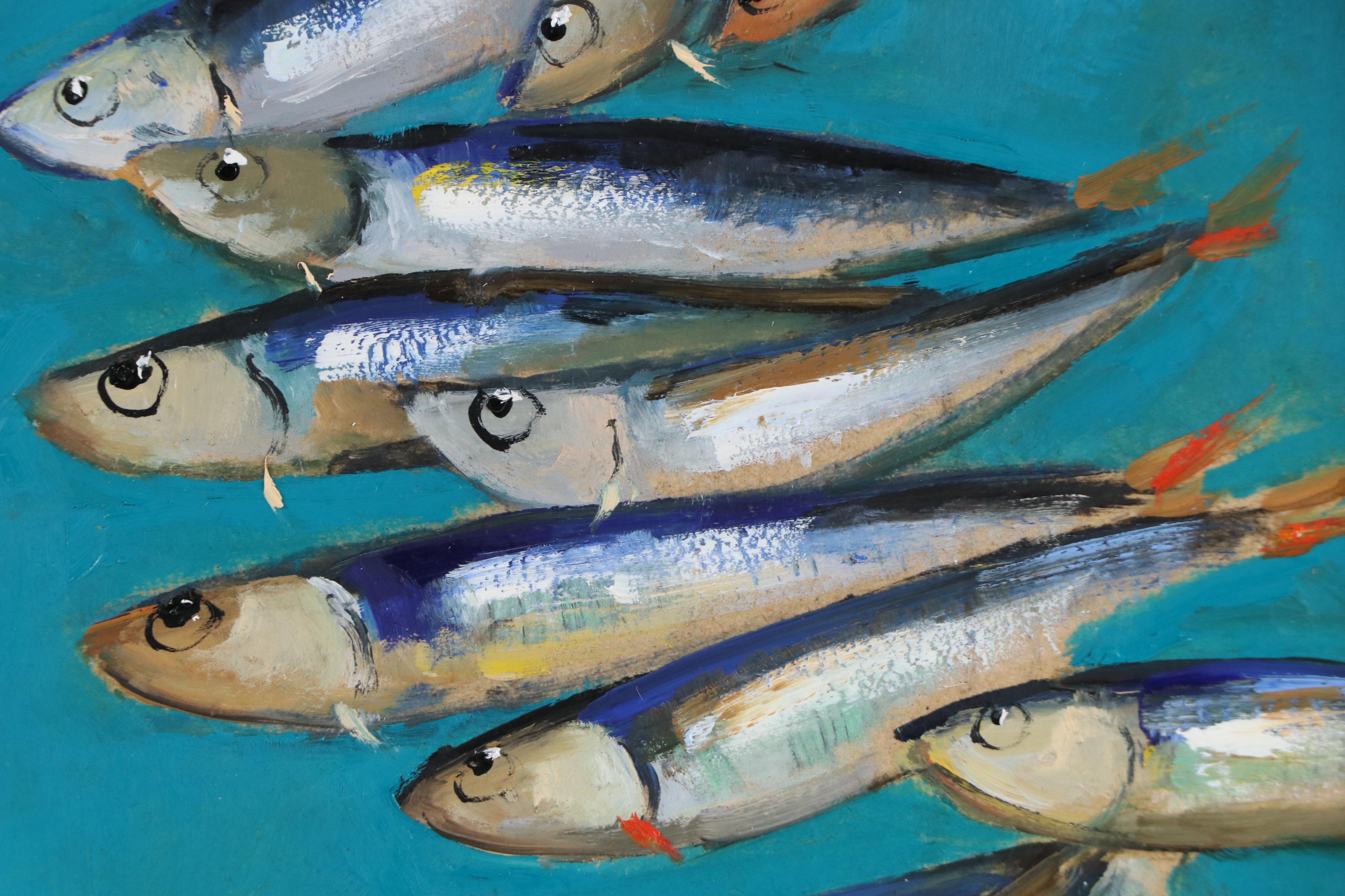 Natalie Demenko Oil Painting of Sardines, 21st Century