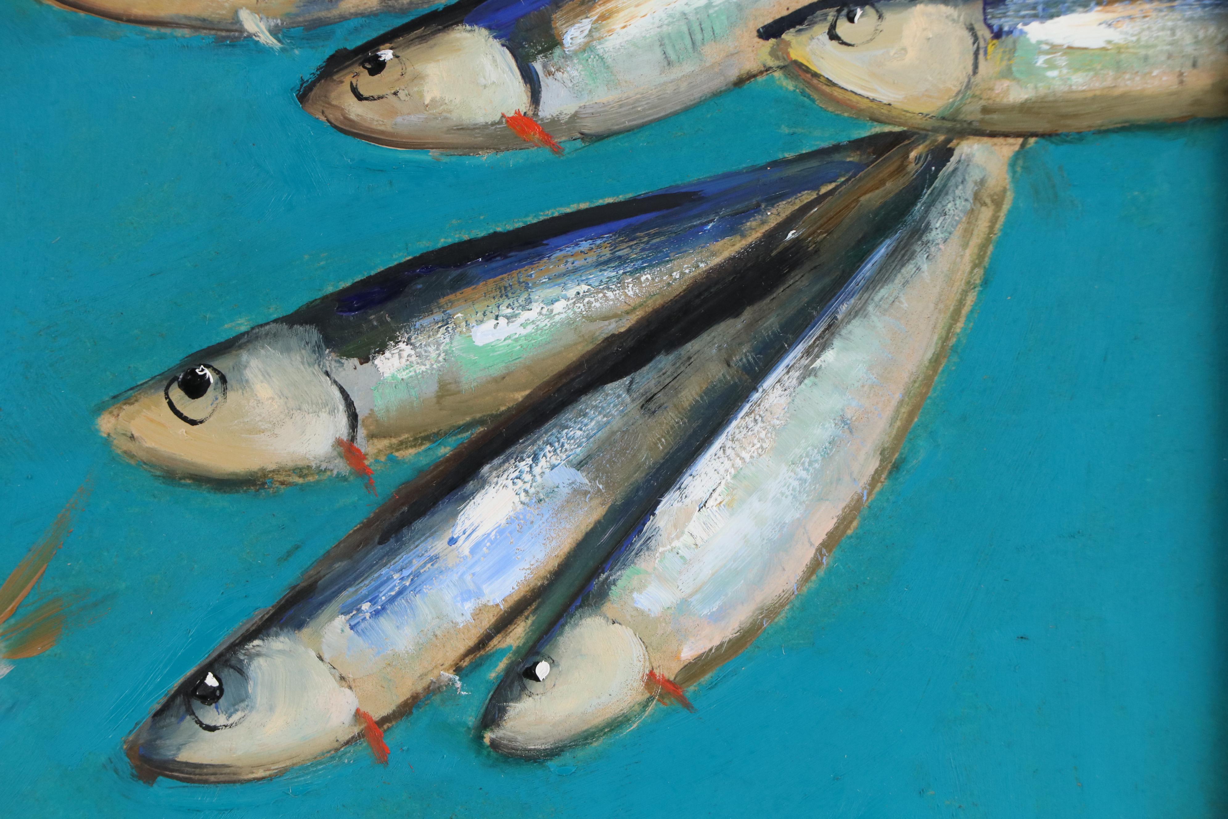 Natalie Demenko Oil Painting of Sardines, 21st Century