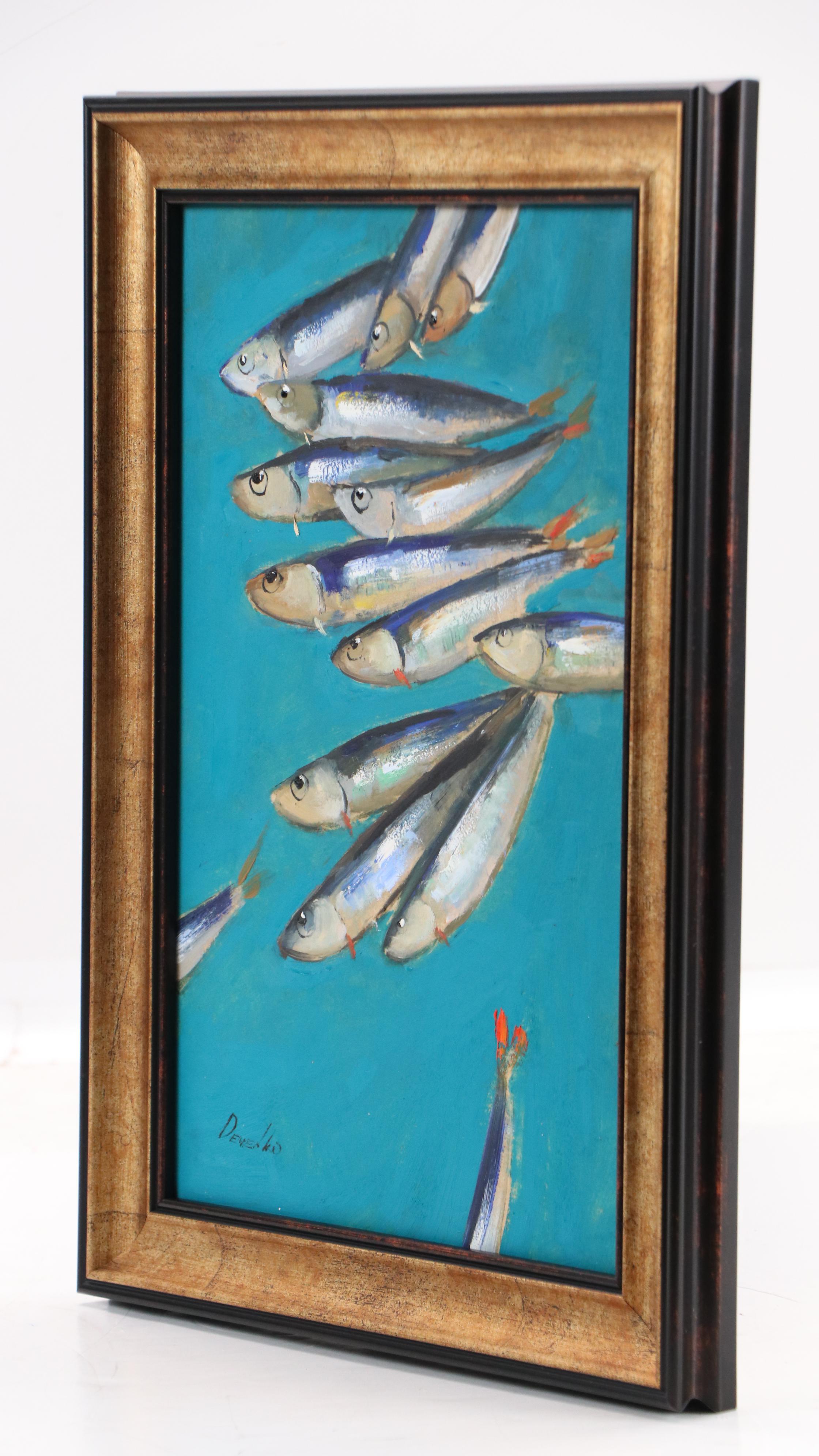 Natalie Demenko Oil Painting of Sardines, 21st Century