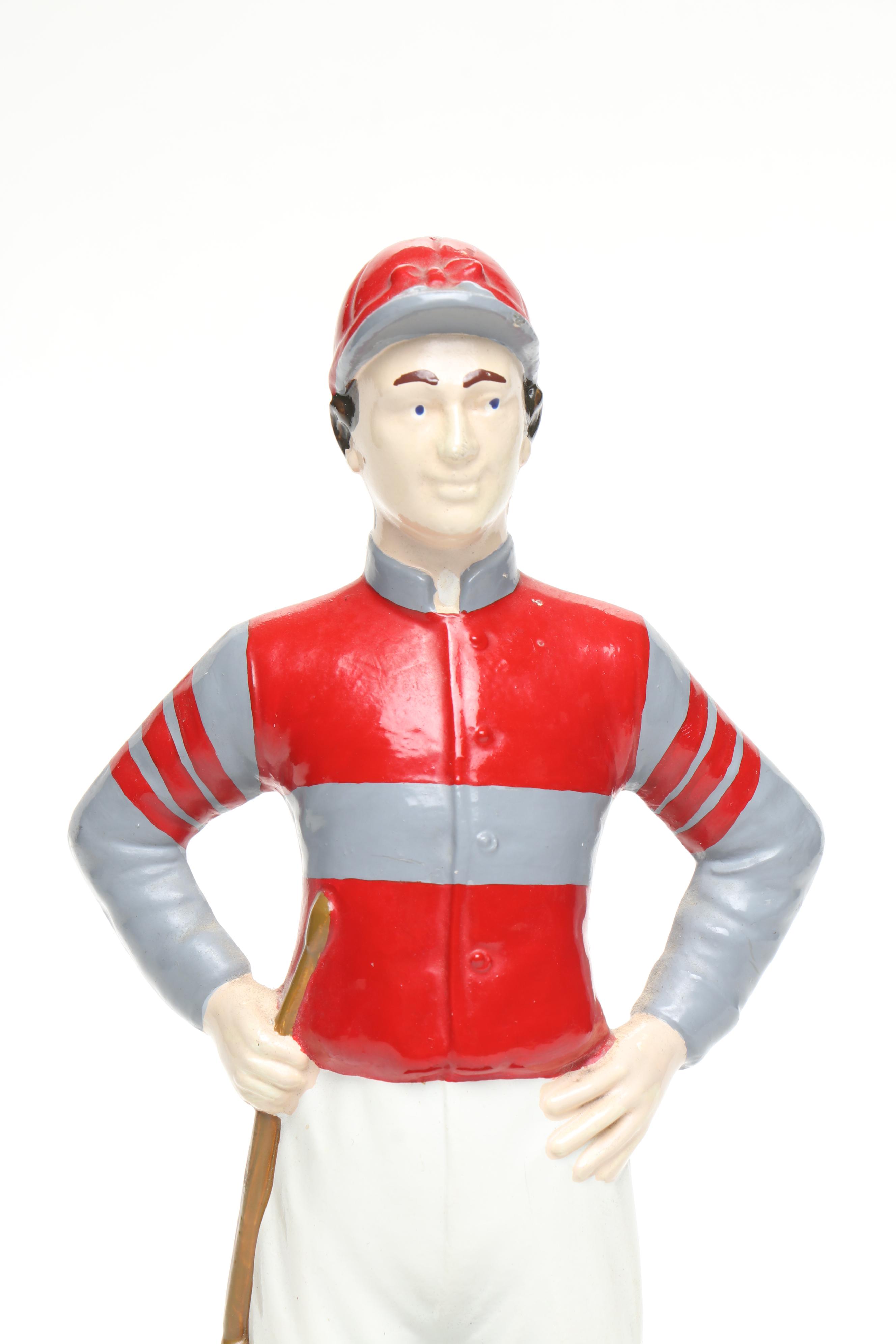 Miniature Cast Metal Horse Jockey Statue