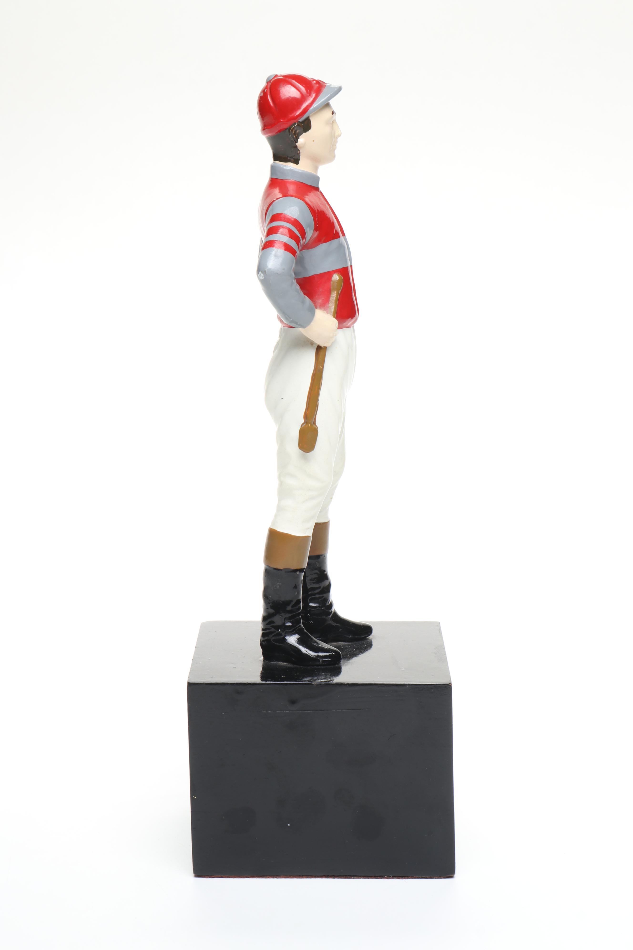 Miniature Cast Metal Horse Jockey Statue