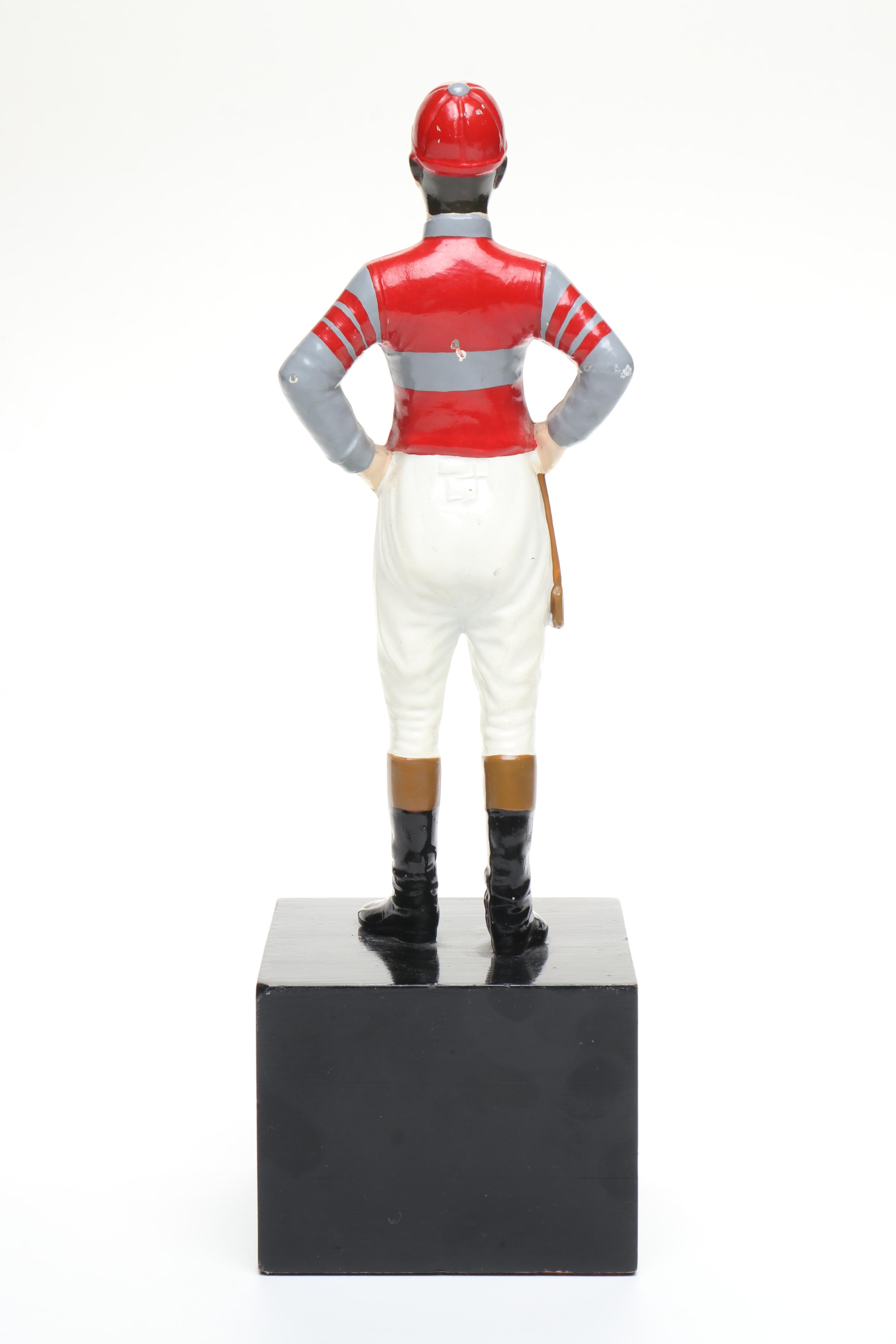 Miniature Cast Metal Horse Jockey Statue