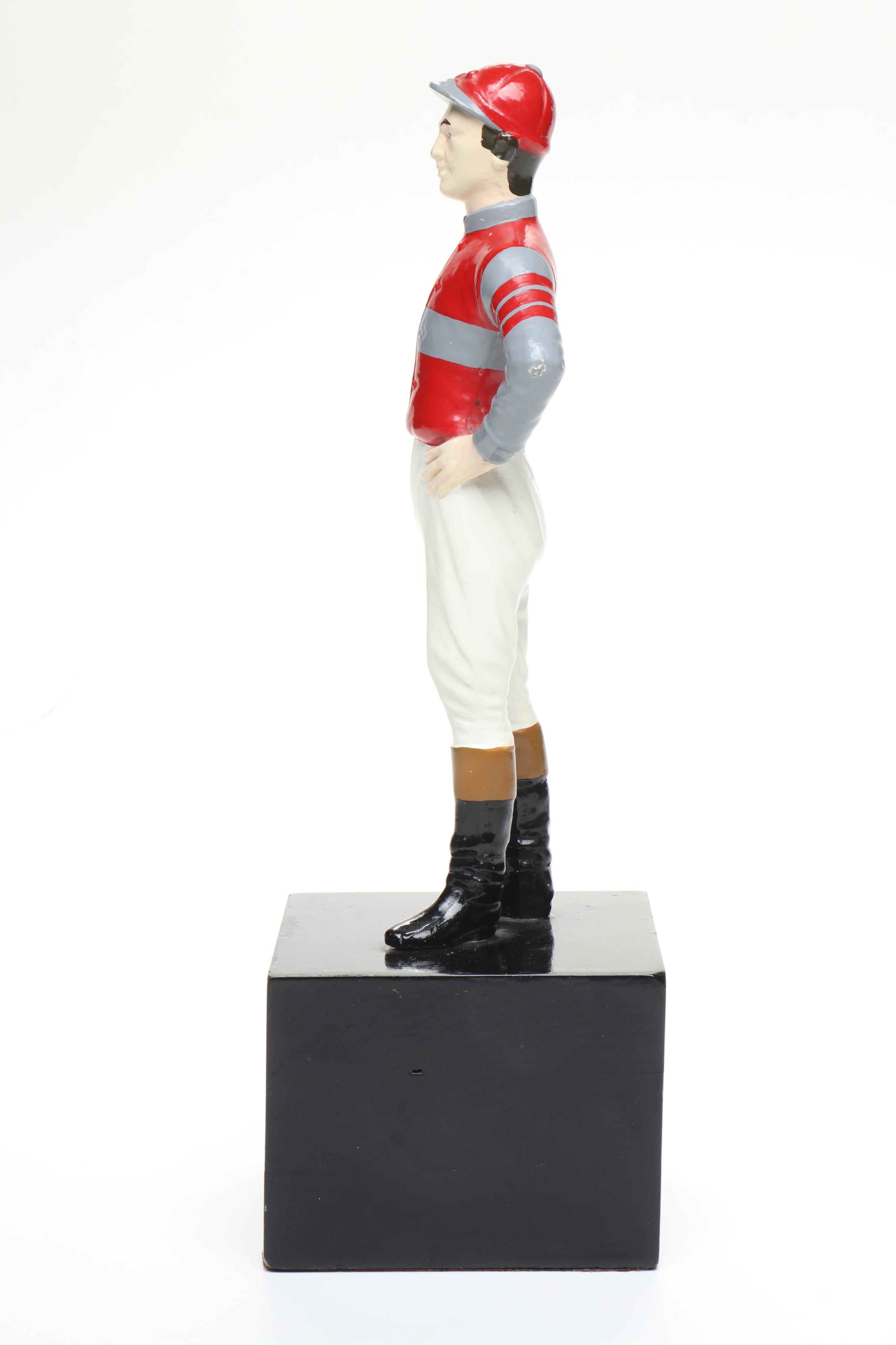 Miniature Cast Metal Horse Jockey Statue