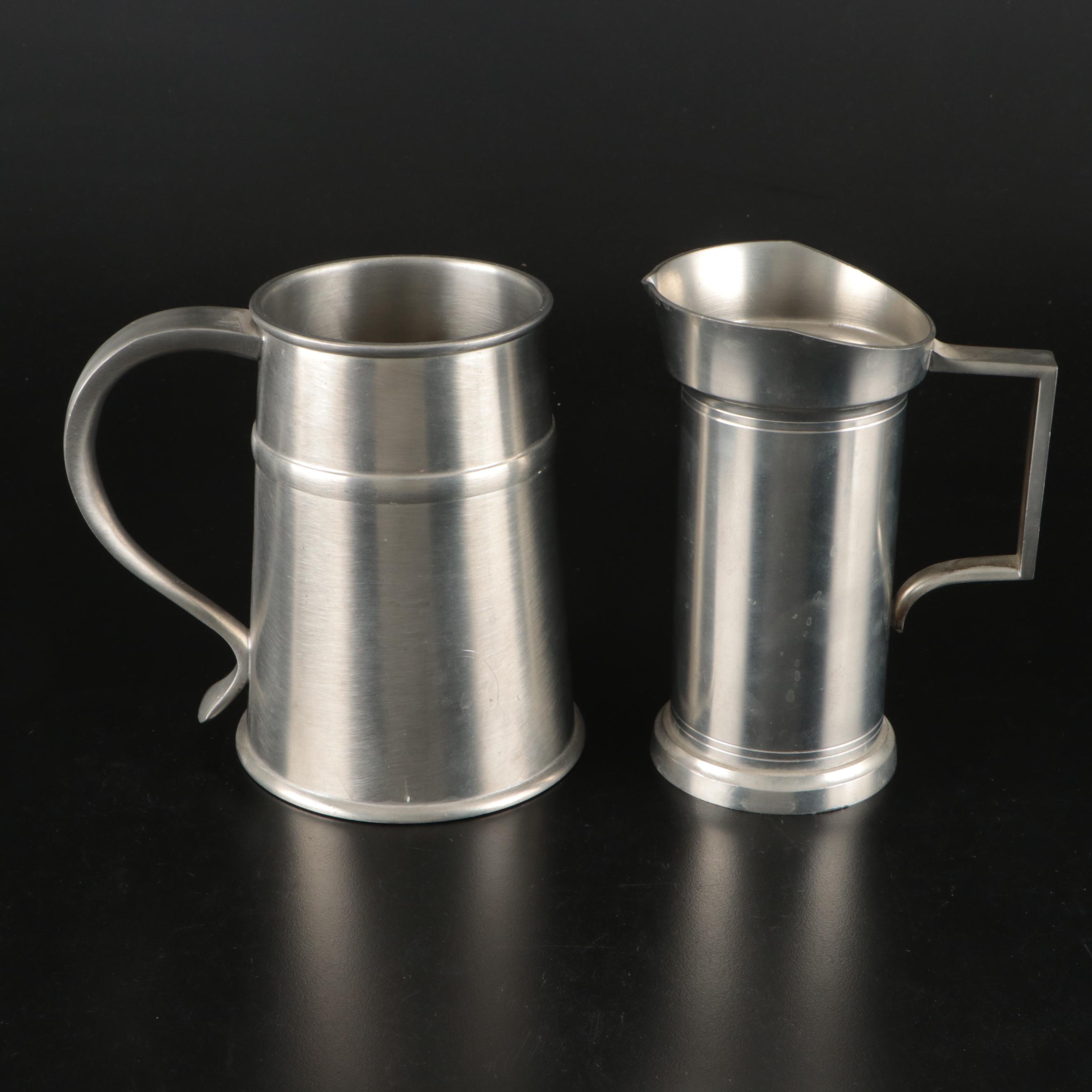 Stieff Tankard and Jefferson Cups with Other Dutch and American Pewter Tableware