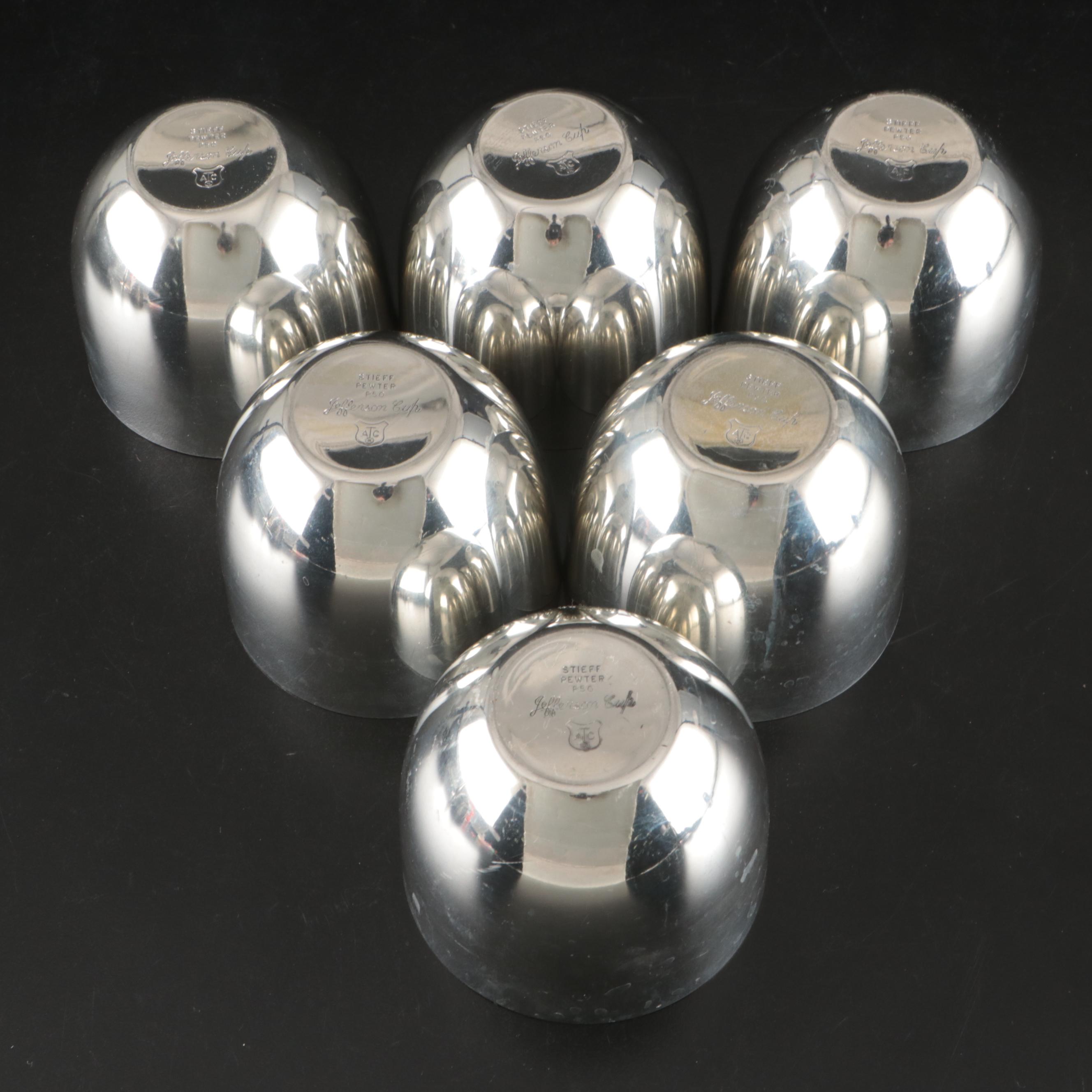 Stieff Tankard and Jefferson Cups with Other Dutch and American Pewter Tableware