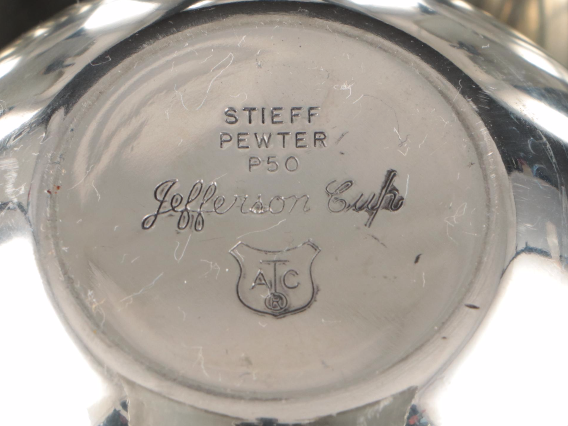 Stieff Tankard and Jefferson Cups with Other Dutch and American Pewter Tableware