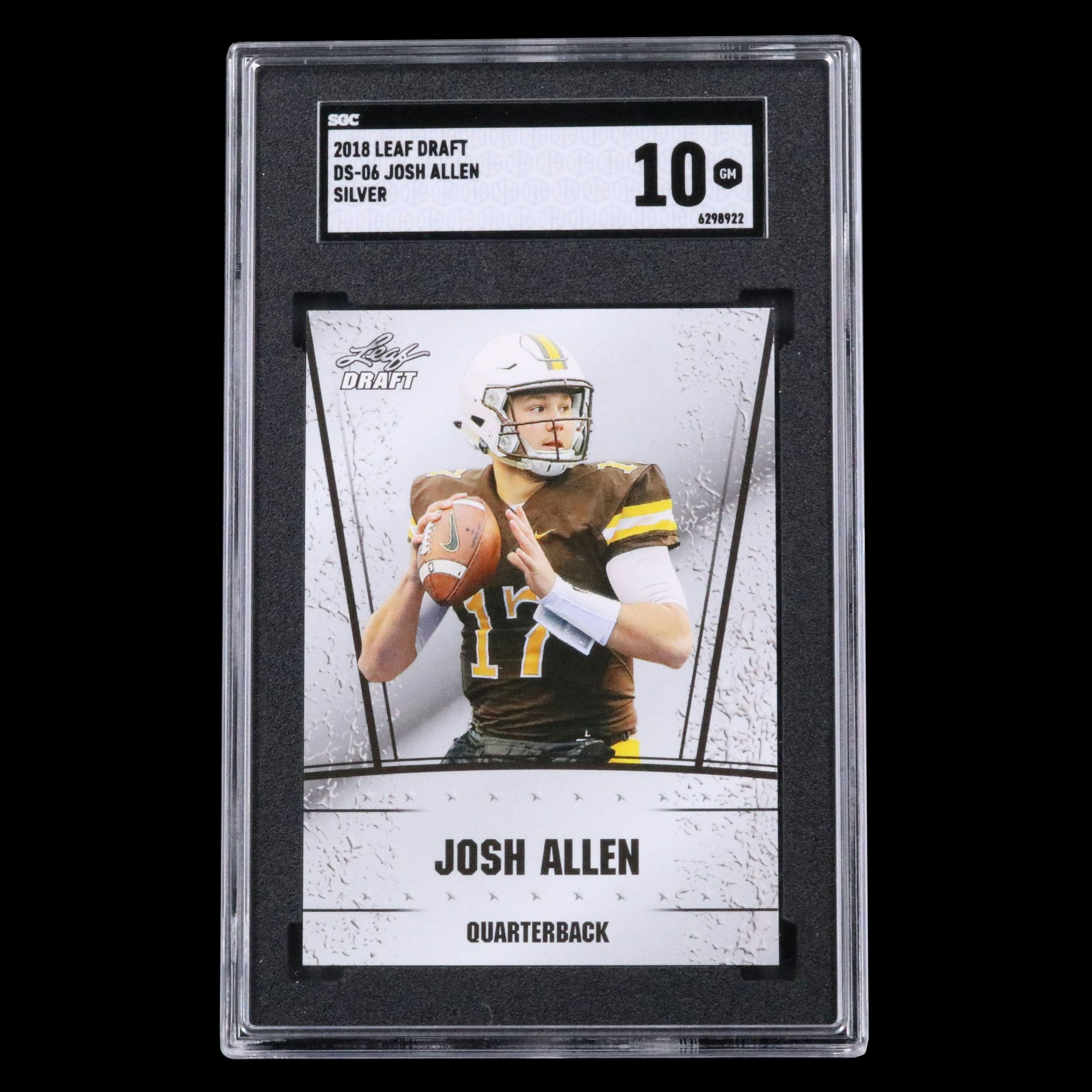 2018 Leaf Draft Josh Allen Rookie Year Silver Football Card Graded SGC 10