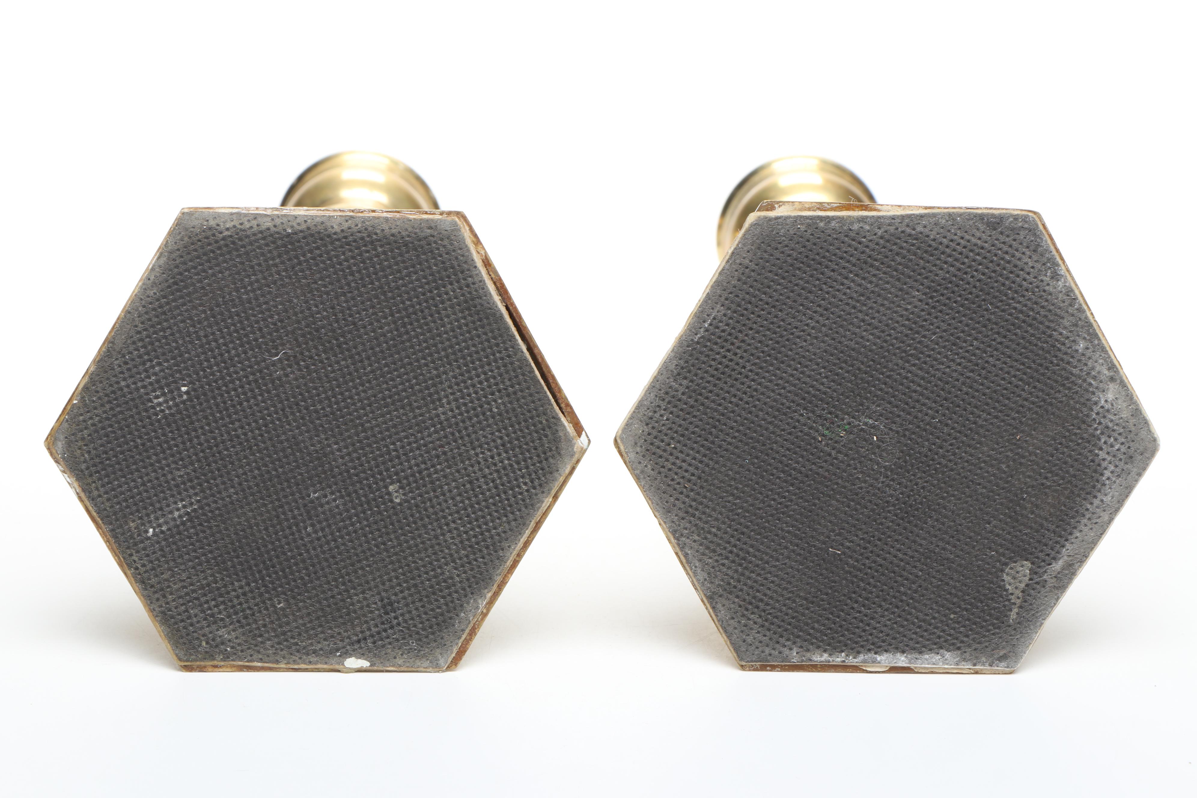 Pair of Brass Baluster Candlesticks, 20th Century