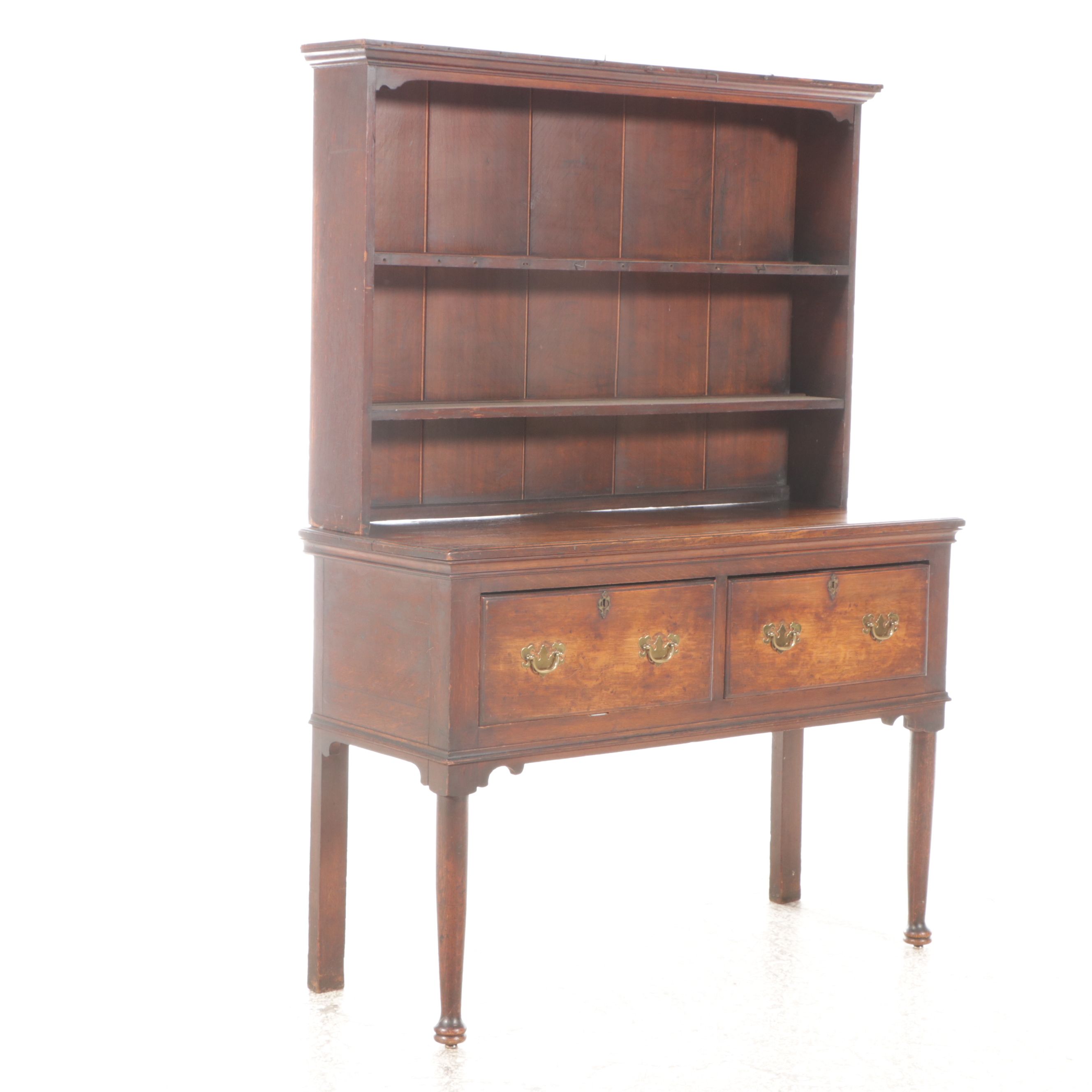 English Georgian Oak Welsh Dresser, 18th–Early 19th Century