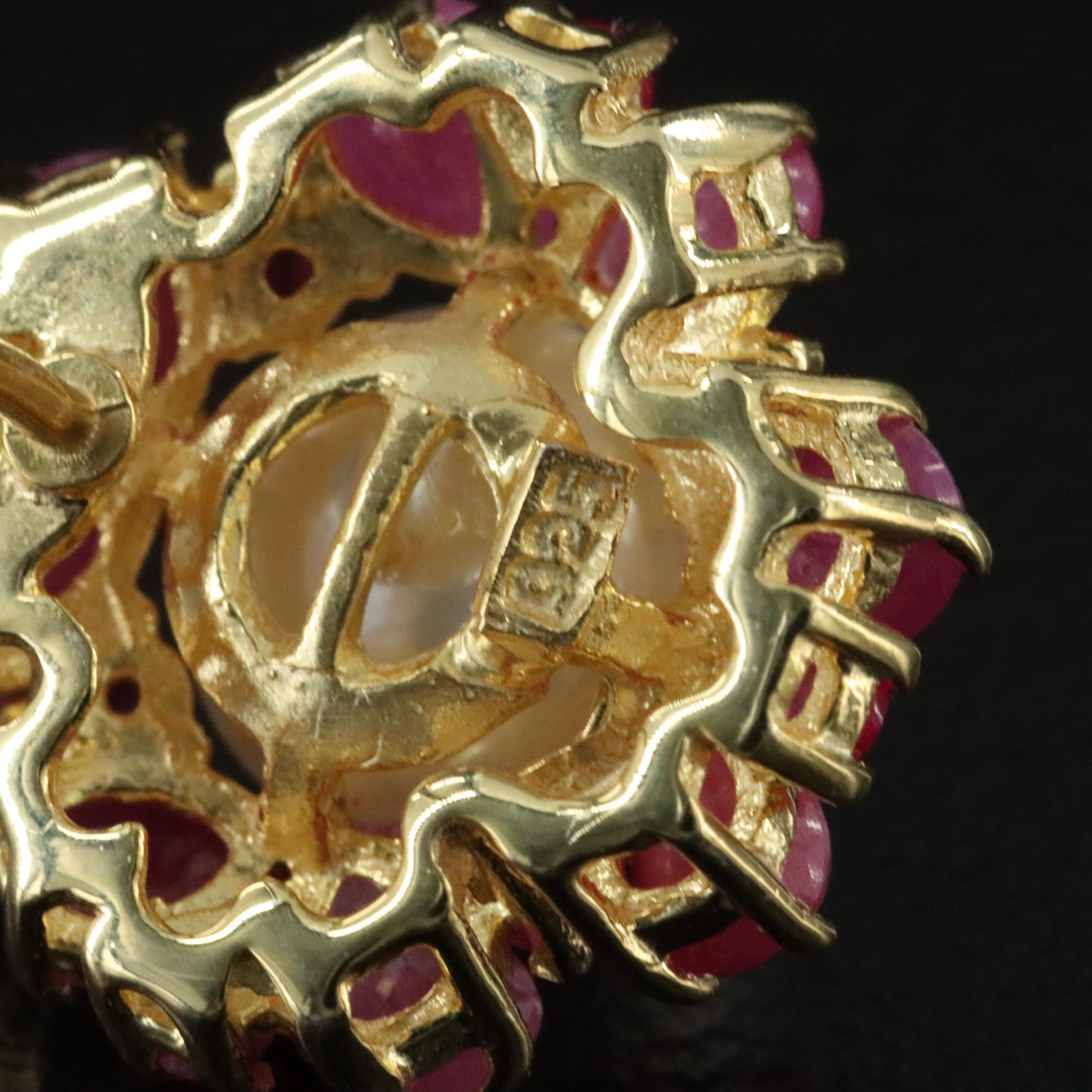 Sterling Pearl and Ruby Earrings