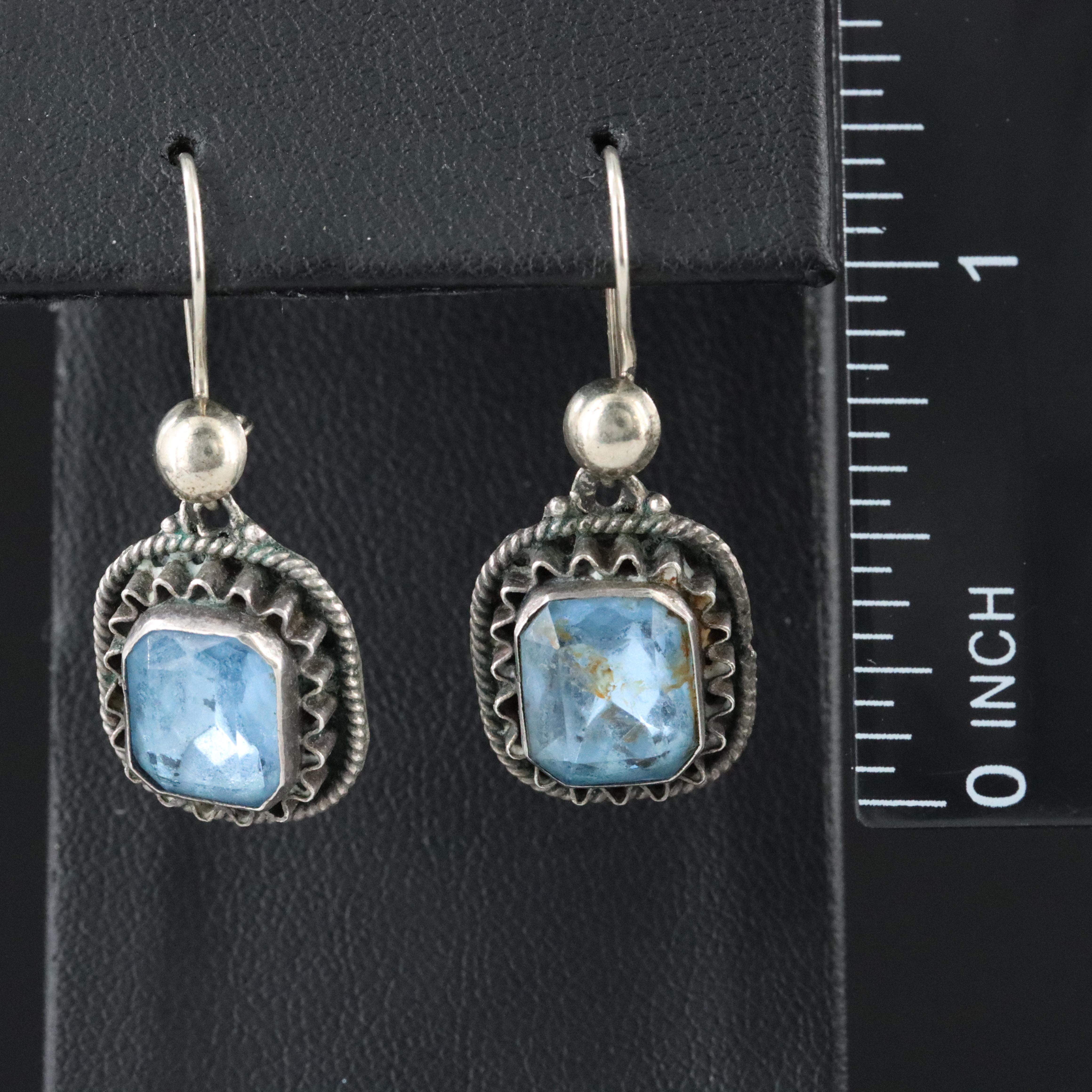Sterling Blue Glass Earrings