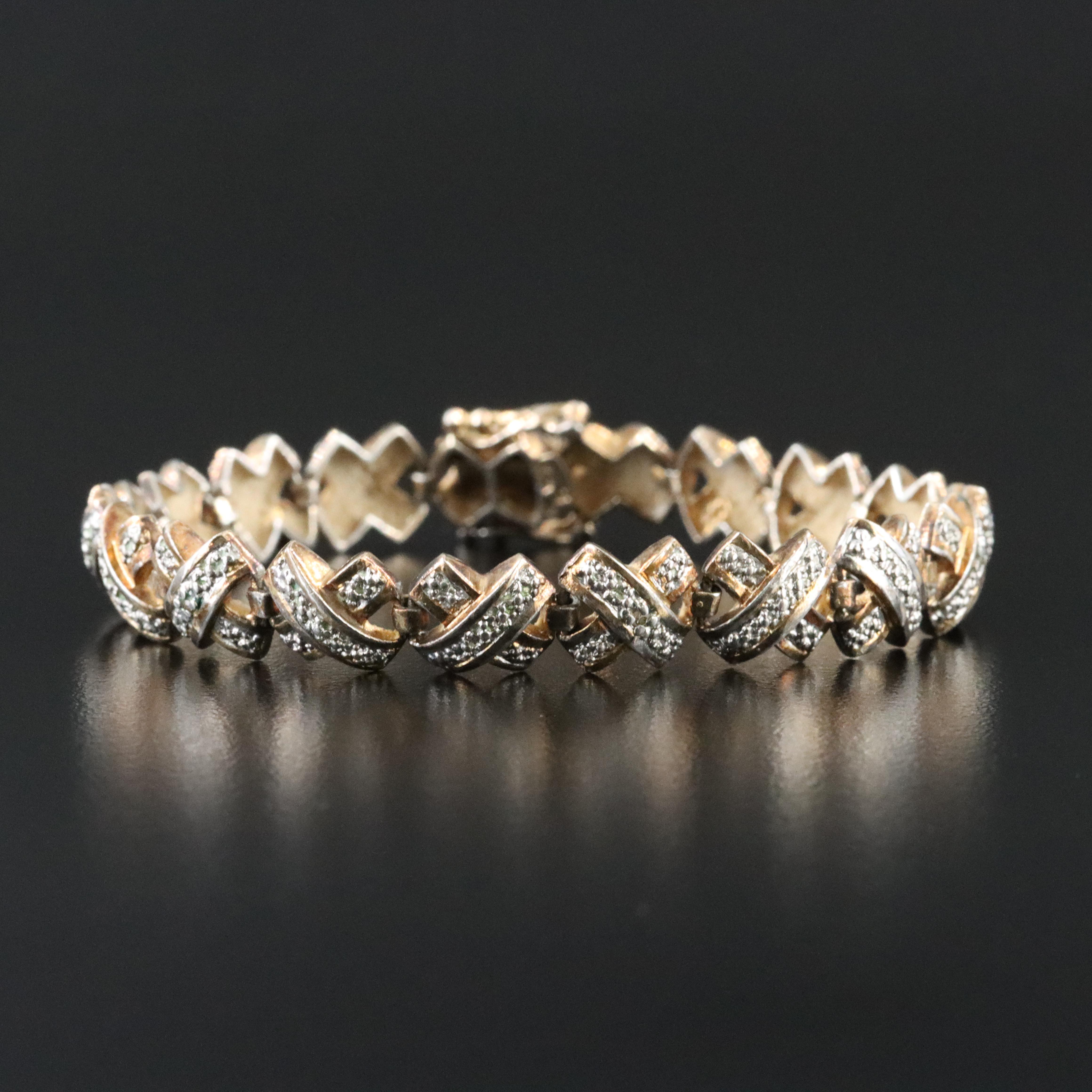 Sterling Diamond X Bracelet