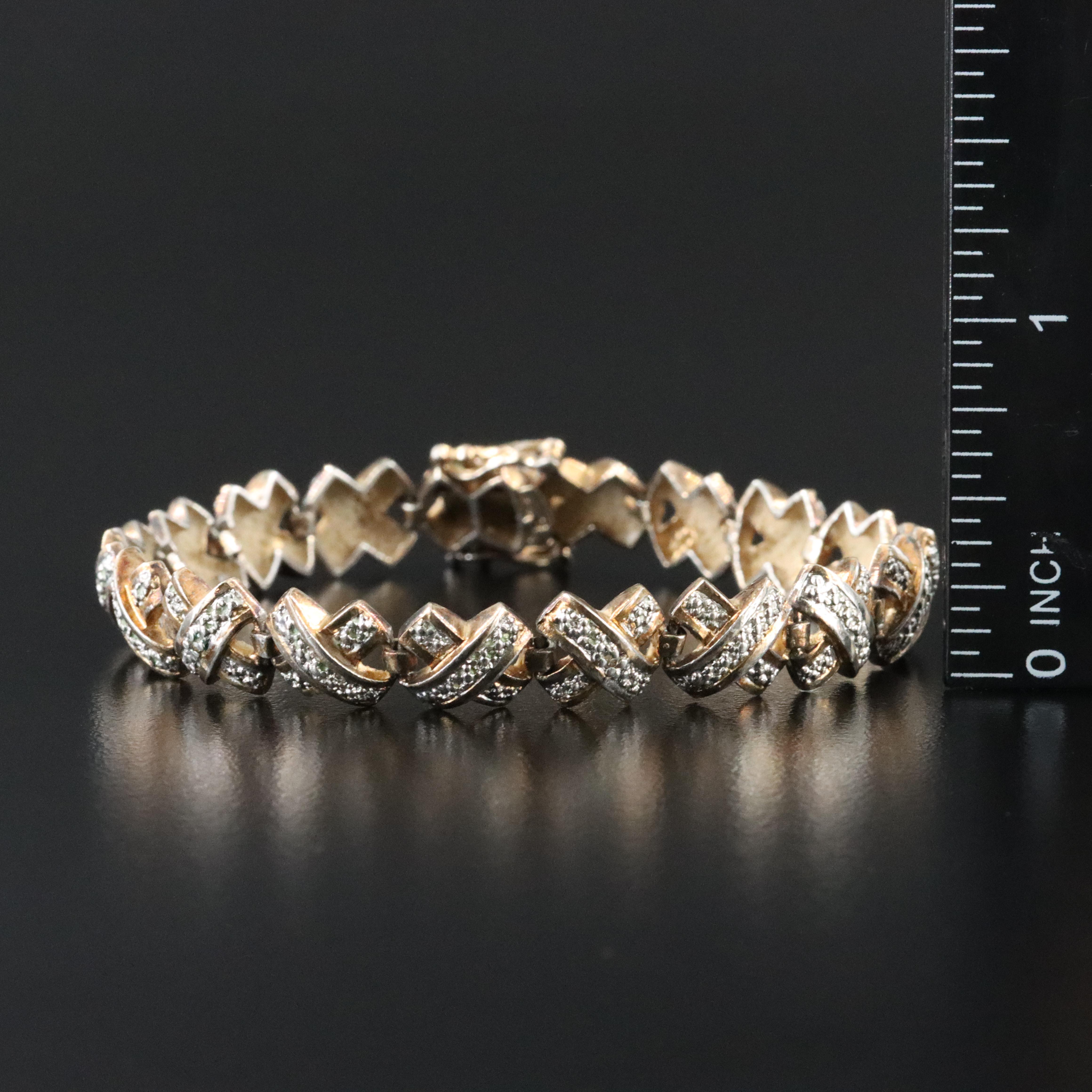 Sterling Diamond X Bracelet