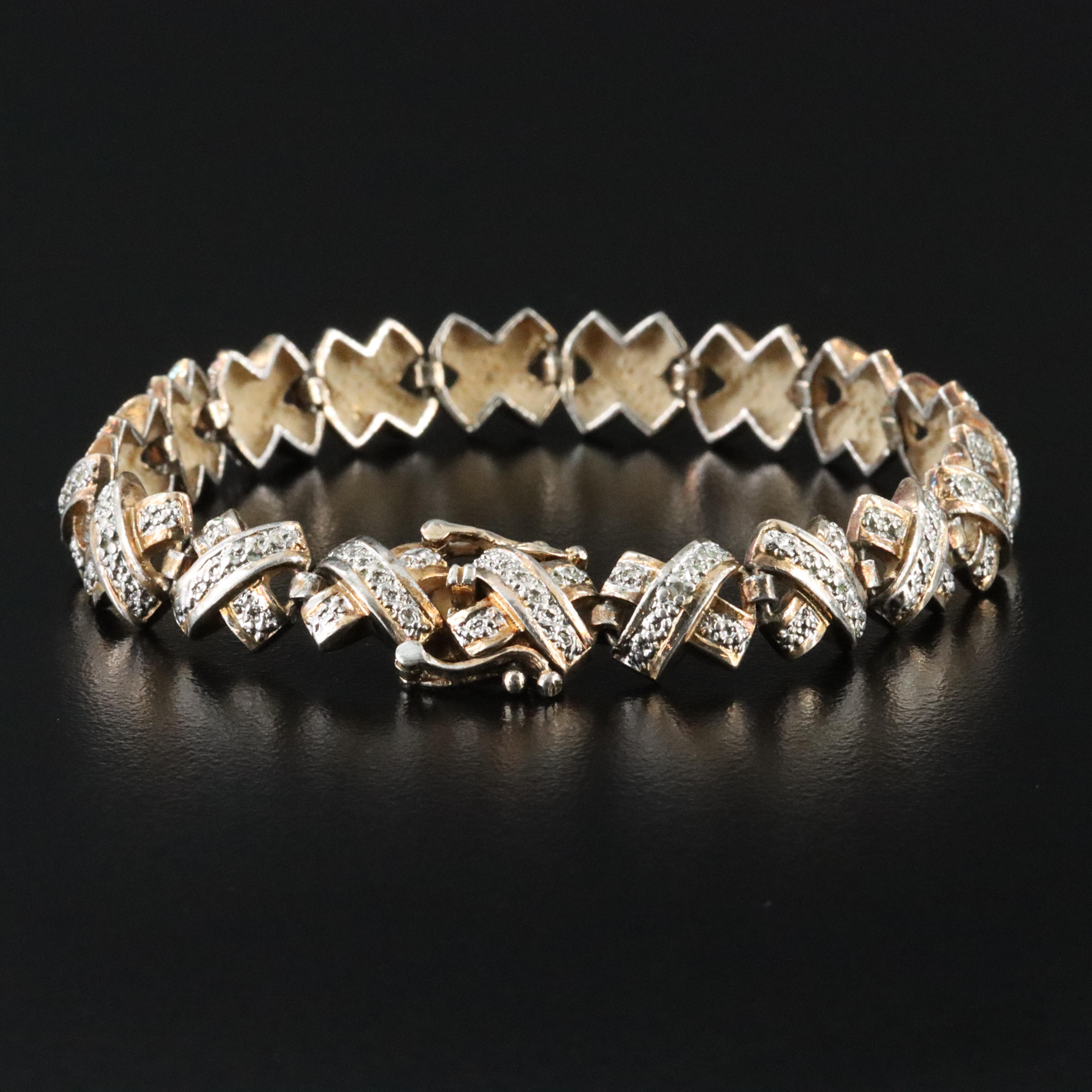 Sterling Diamond X Bracelet