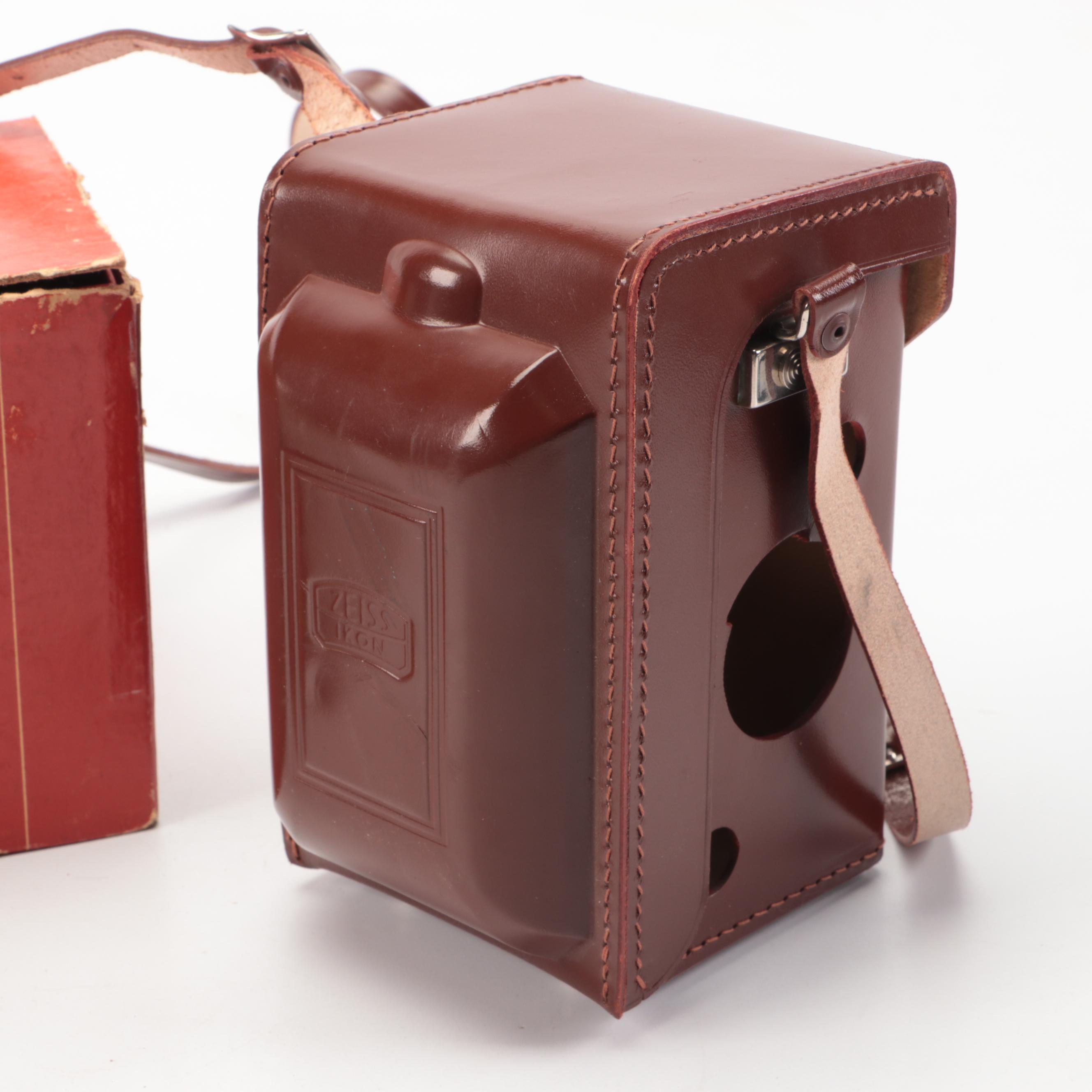 Zeiss Ikon Ikoflex Ic Camera with Leather Eveready Case, Box and Accessories