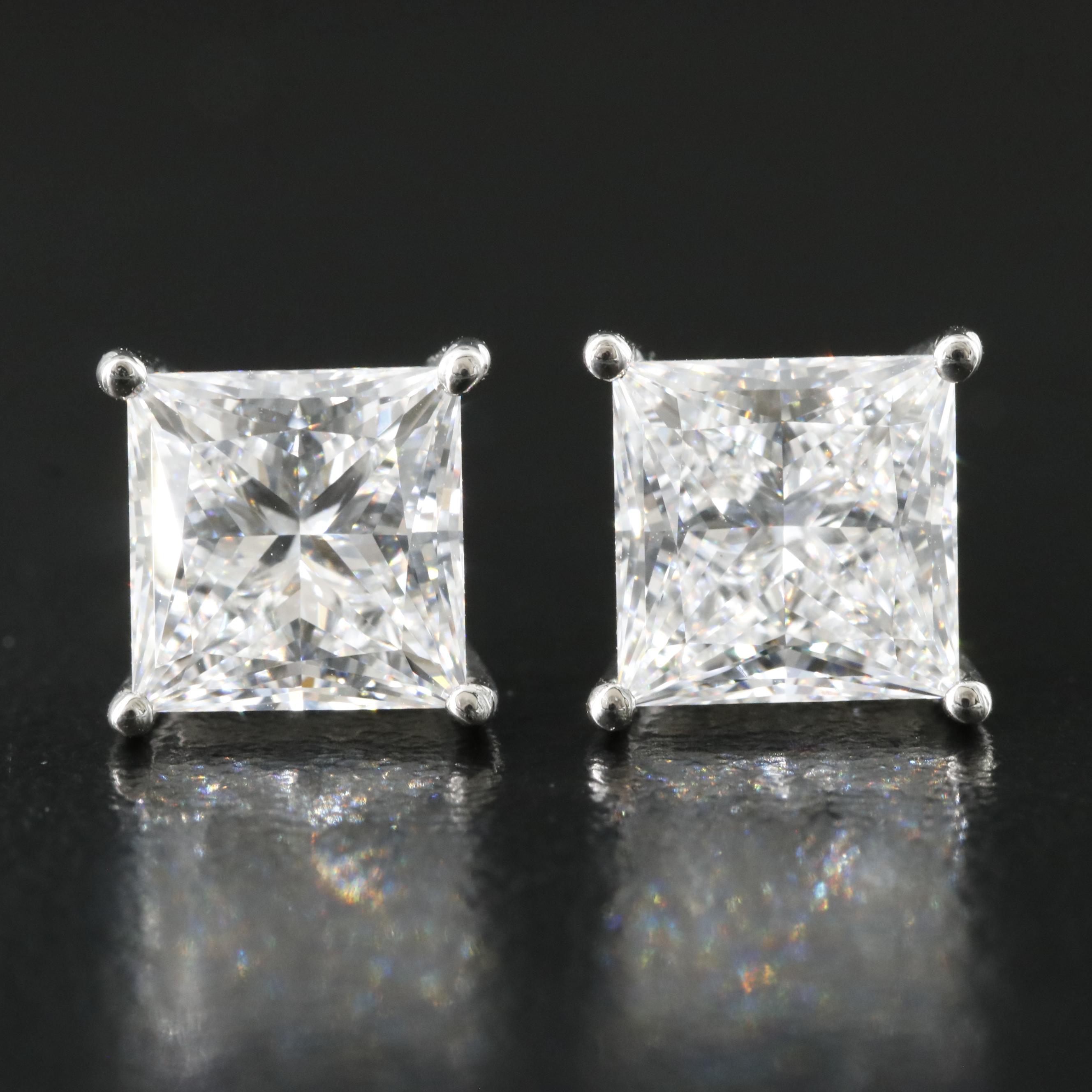 Platinum 4.32 CTW Lab Grown Diamond Stud Earrings with IGI Reports