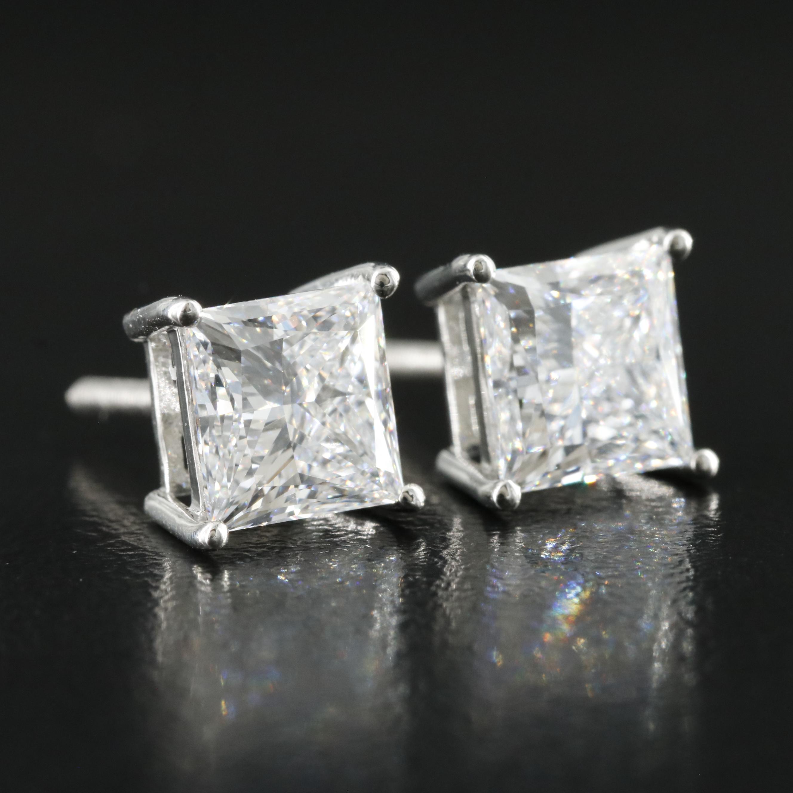 Platinum 4.32 CTW Lab Grown Diamond Stud Earrings with IGI Reports