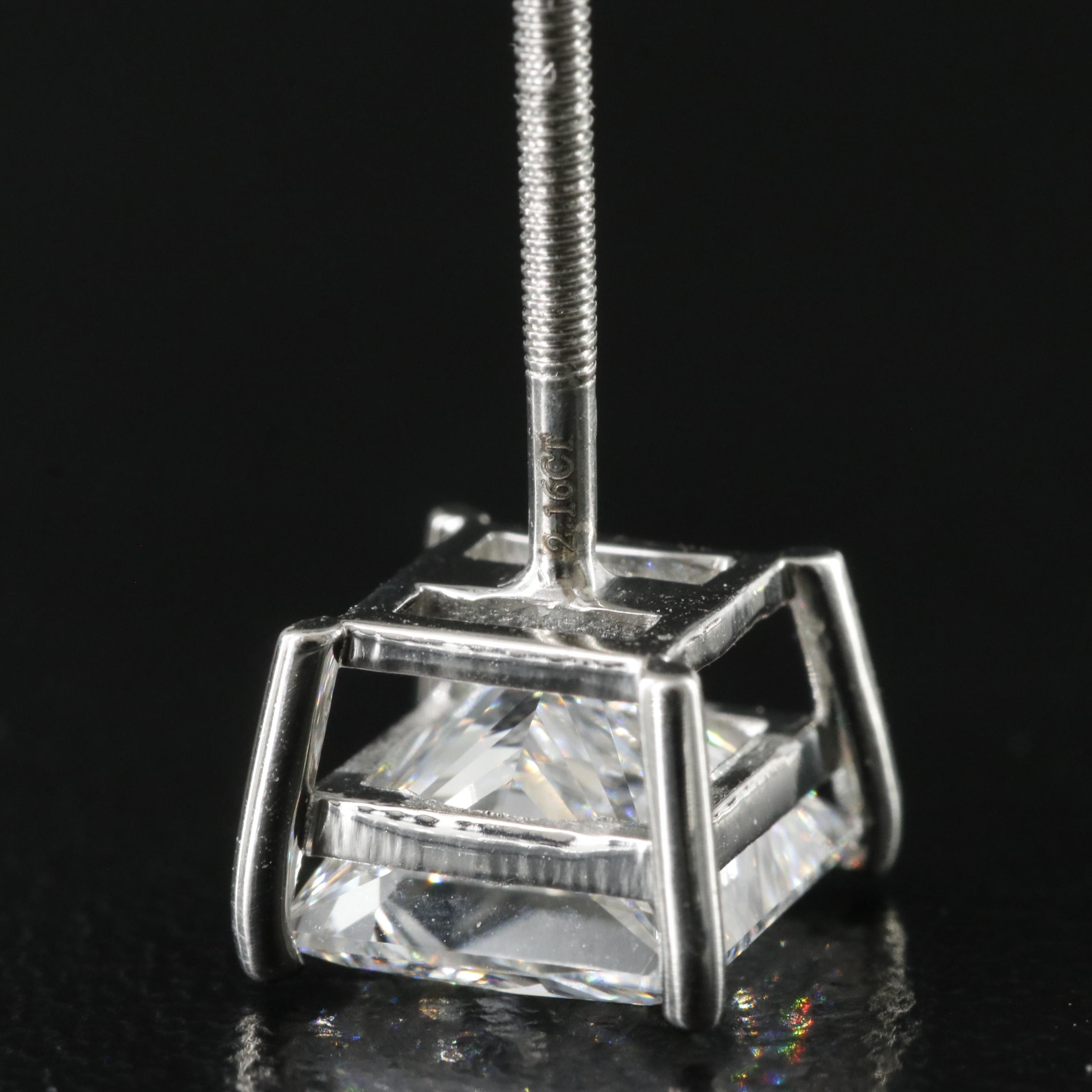 Platinum 4.32 CTW Lab Grown Diamond Stud Earrings with IGI Reports