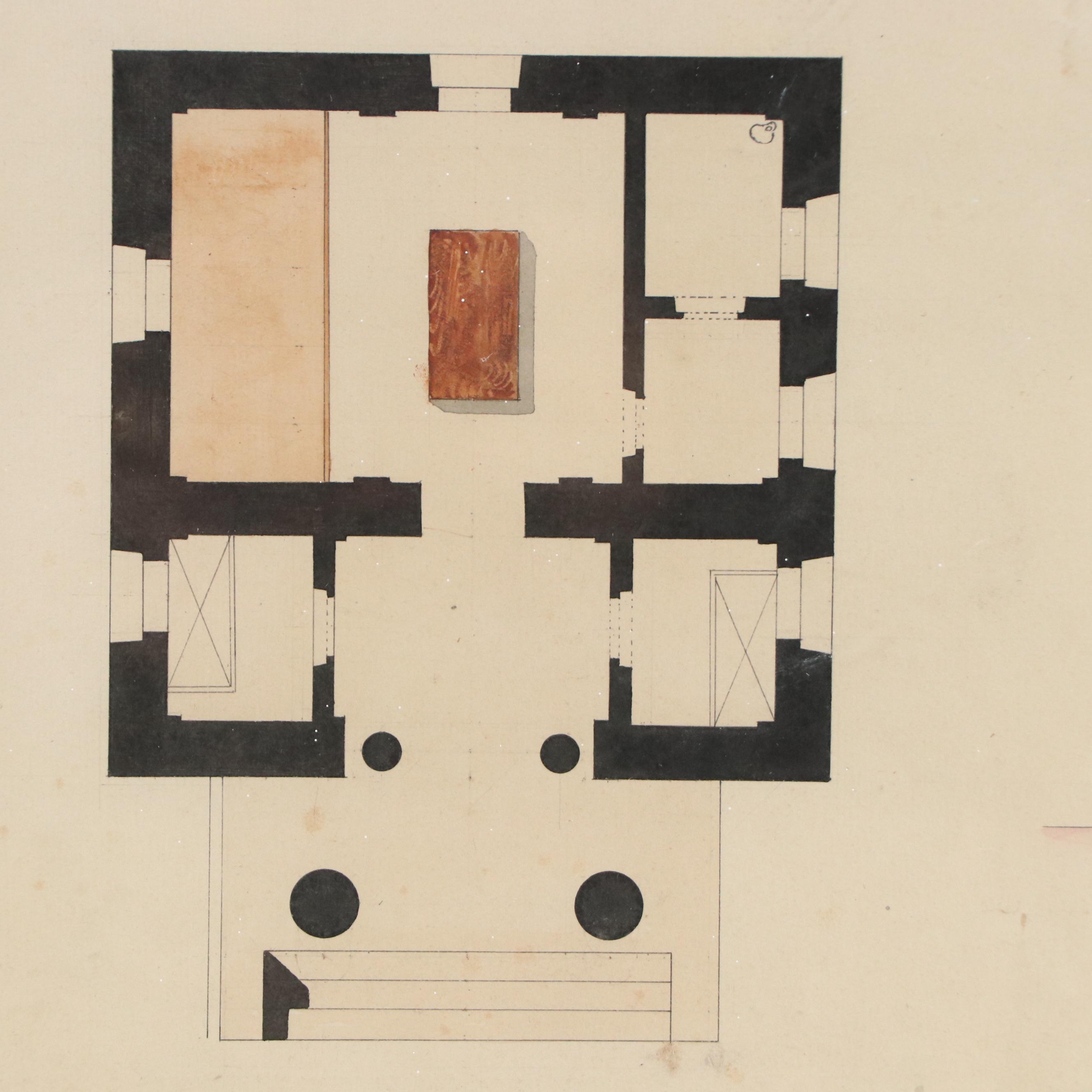 French Architectural Drawing of Guardhouse, Late 18th / Early 19th Century