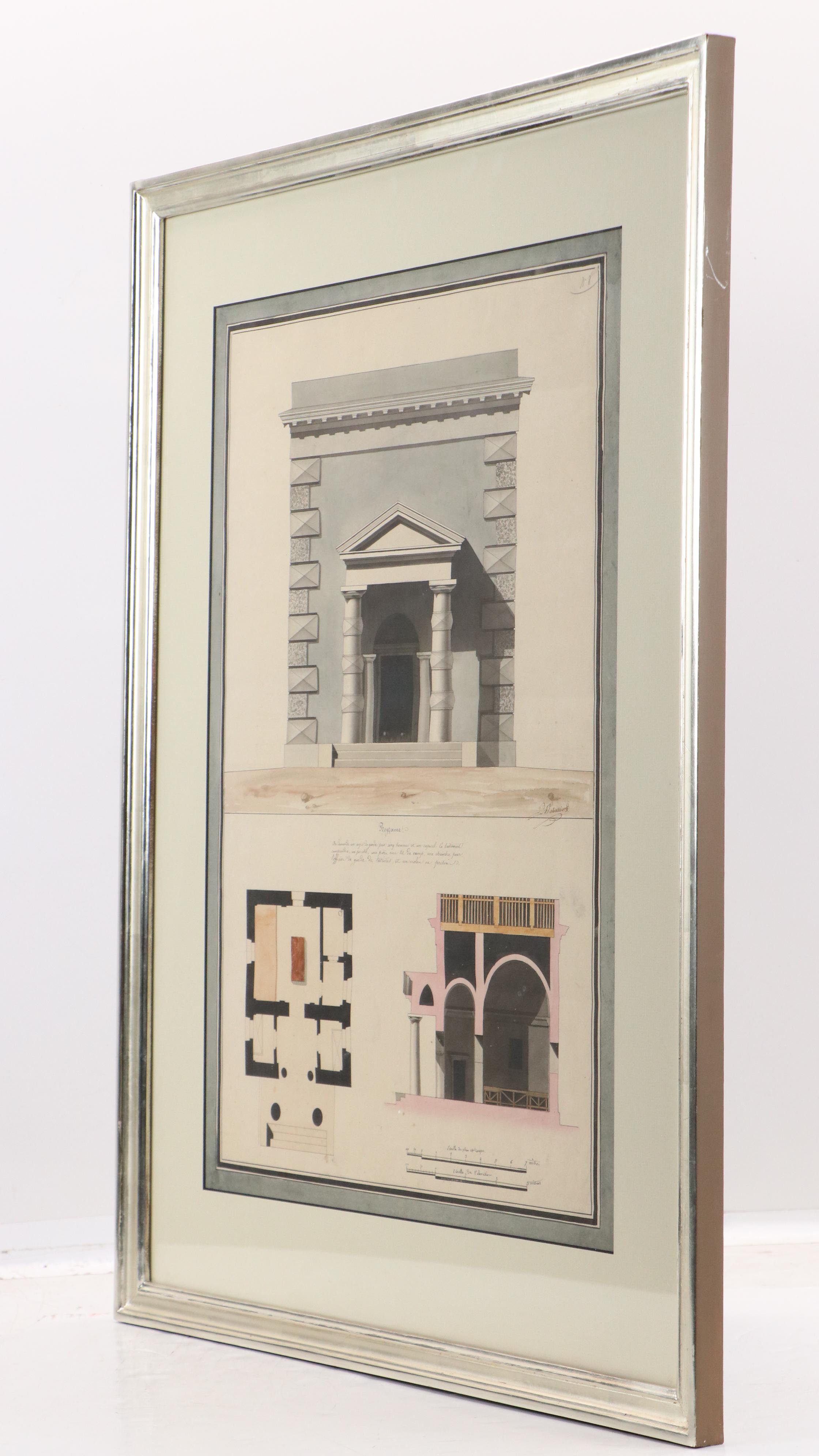 French Architectural Drawing of Guardhouse, Late 18th / Early 19th Century