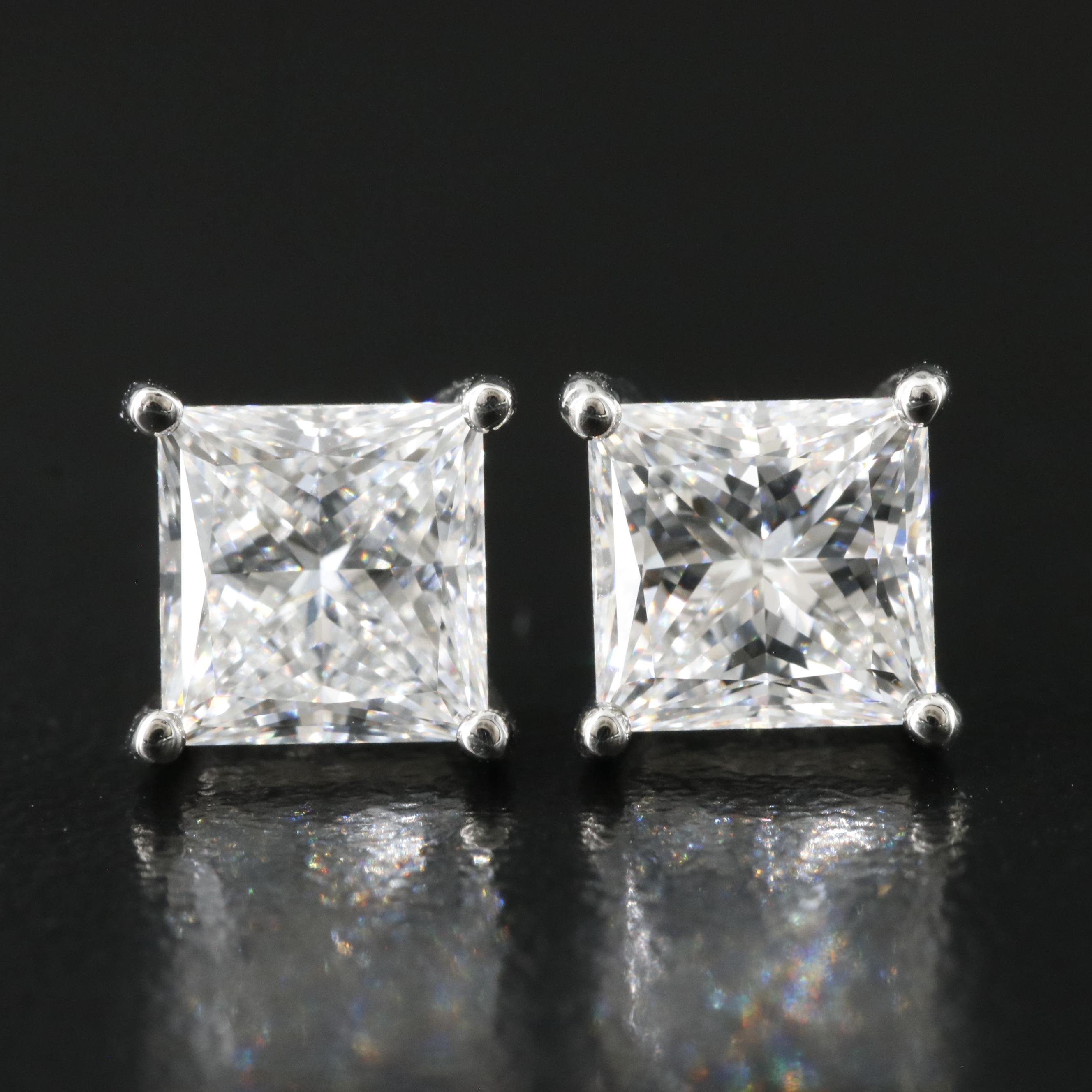 Platinum 2.90 CTW Lab Grown Diamond Stud Earrings with IGI Reports