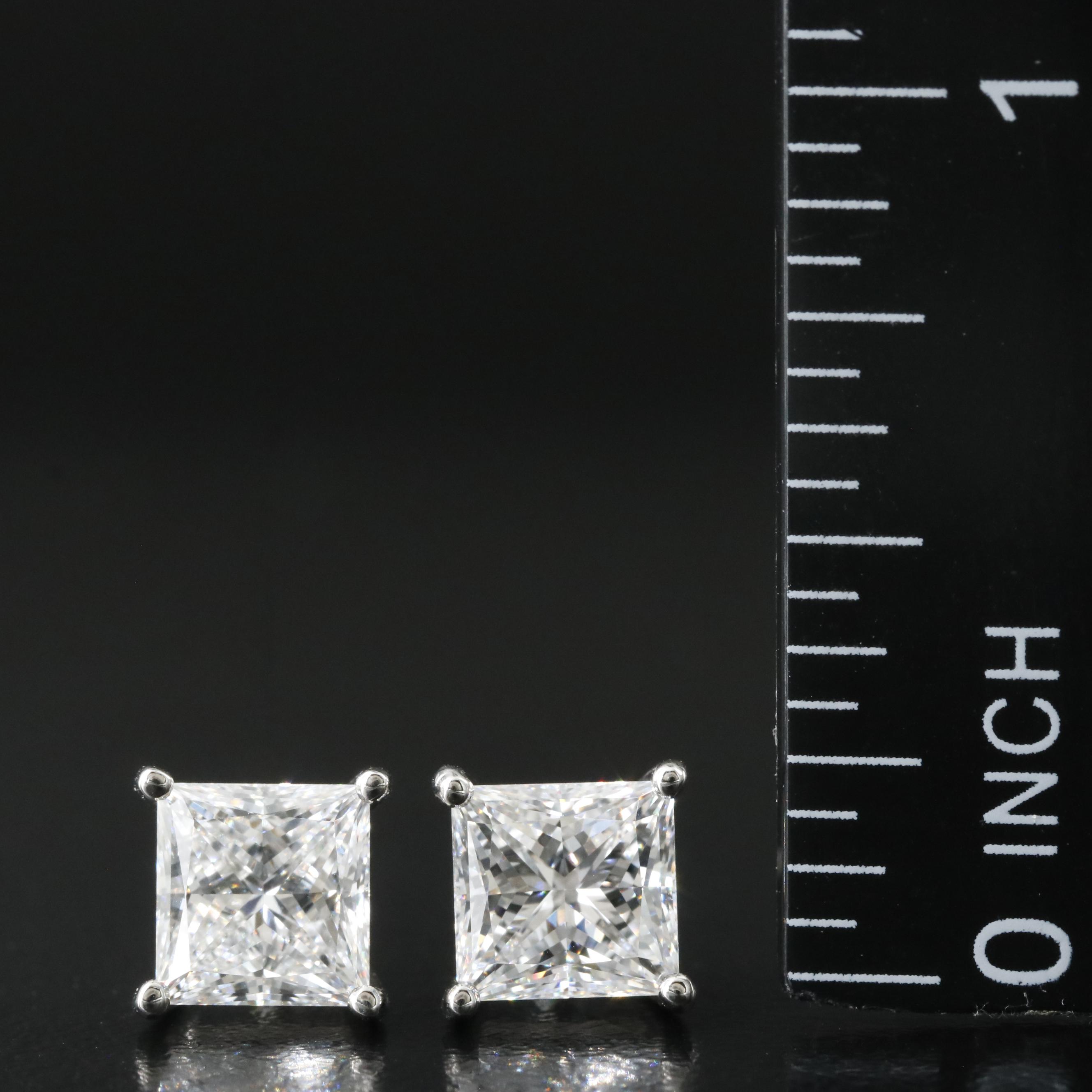Platinum 2.90 CTW Lab Grown Diamond Stud Earrings with IGI Reports