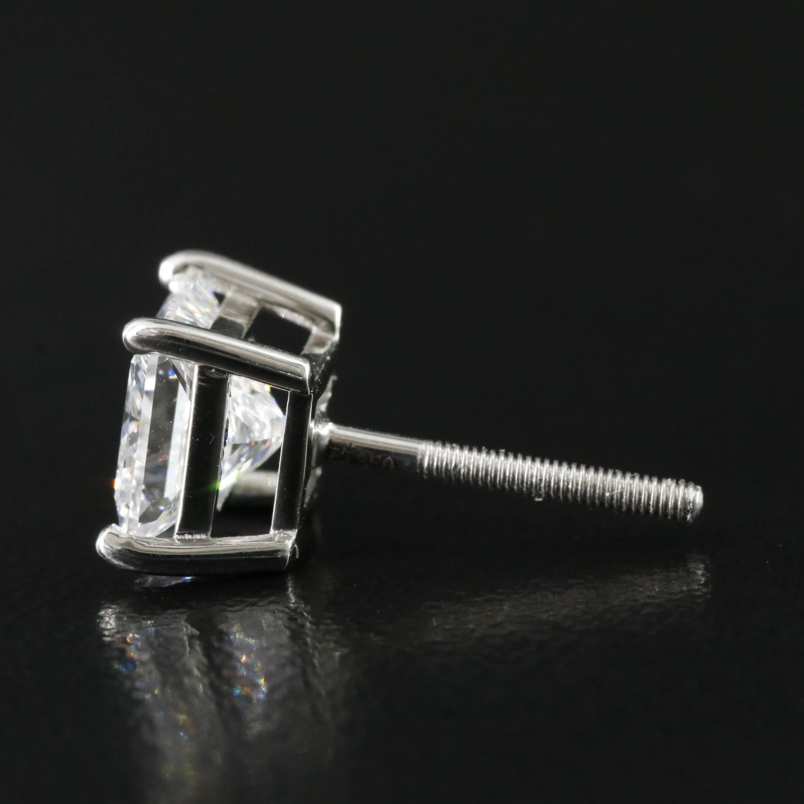 Platinum 2.90 CTW Lab Grown Diamond Stud Earrings with IGI Reports