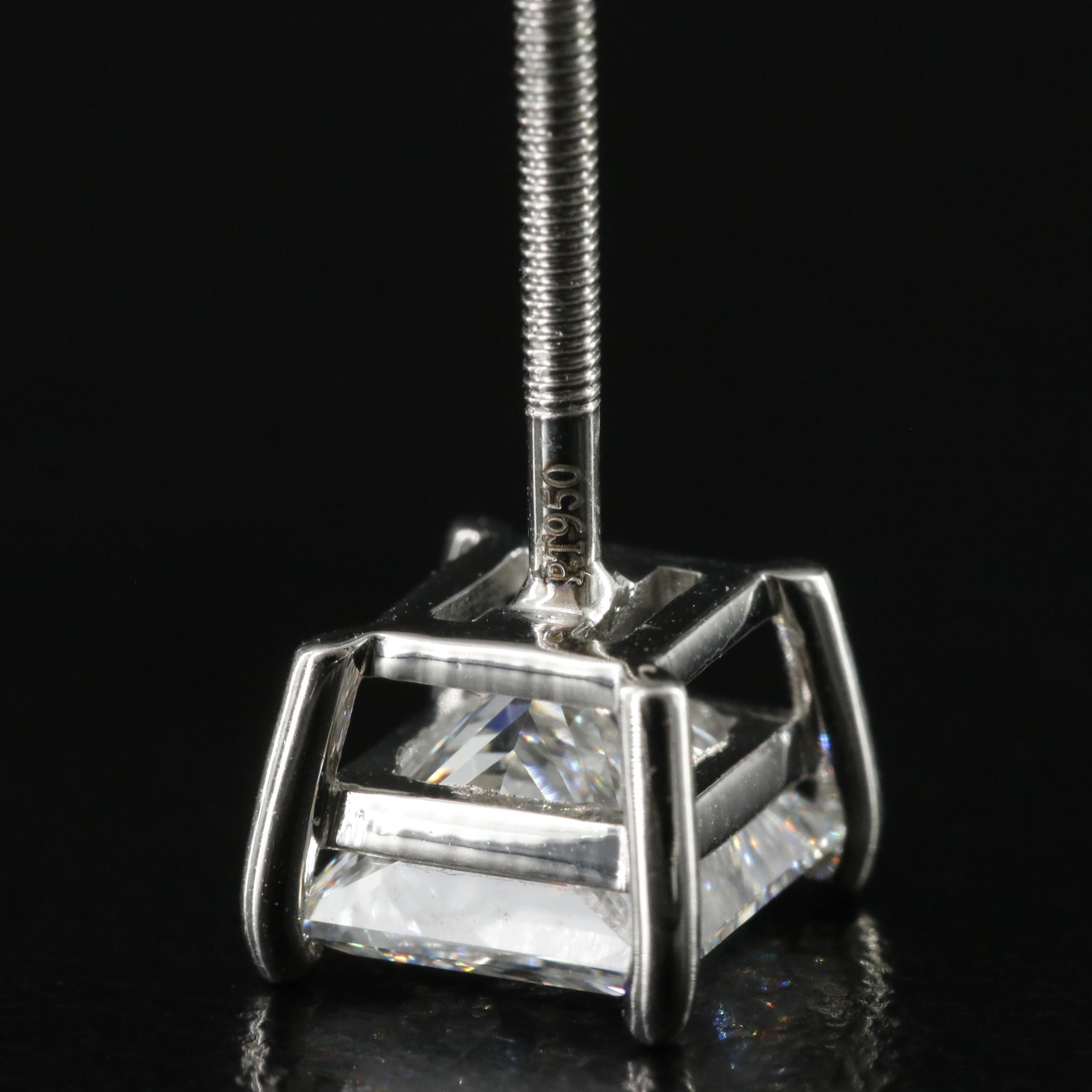 Platinum 2.90 CTW Lab Grown Diamond Stud Earrings with IGI Reports